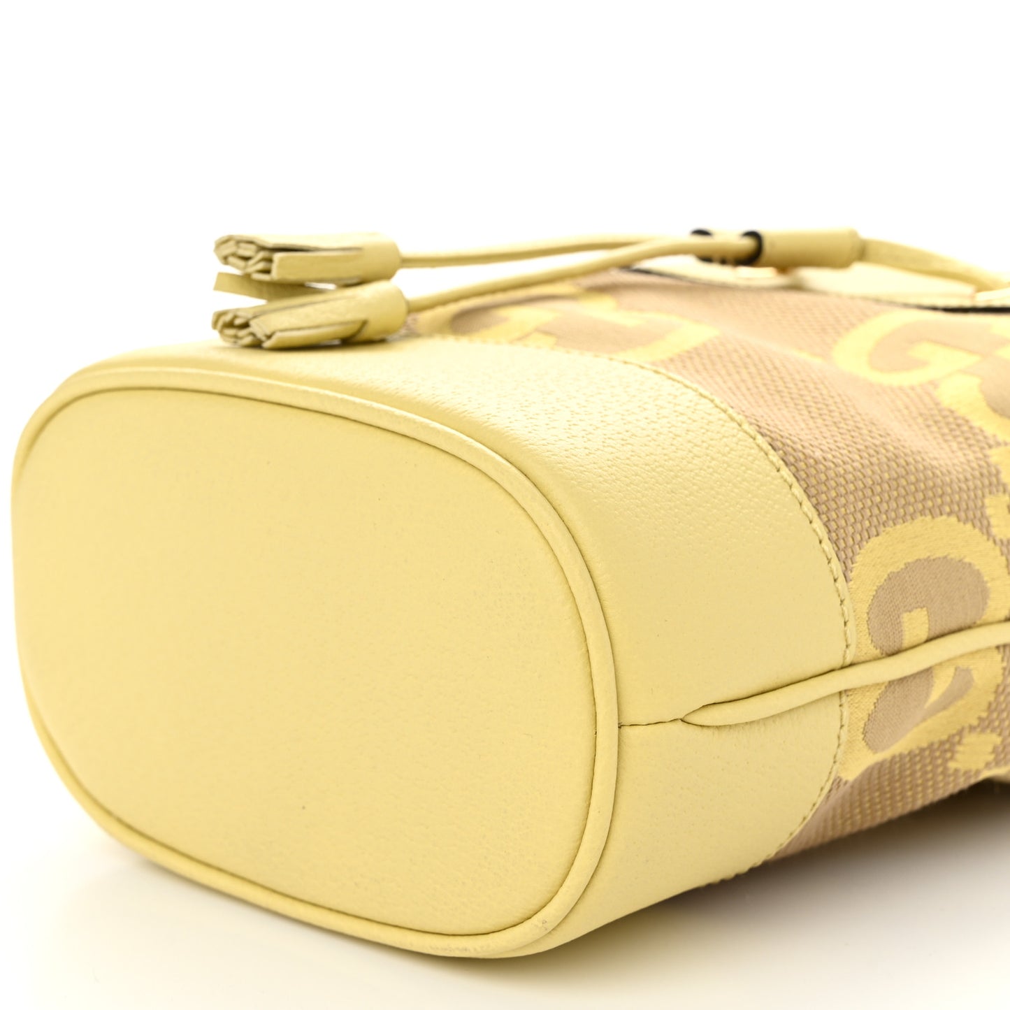 Monogram Jumbo GG Textured Dollar Calfskin Mini Ophidia Bucket Bag Beige Banana