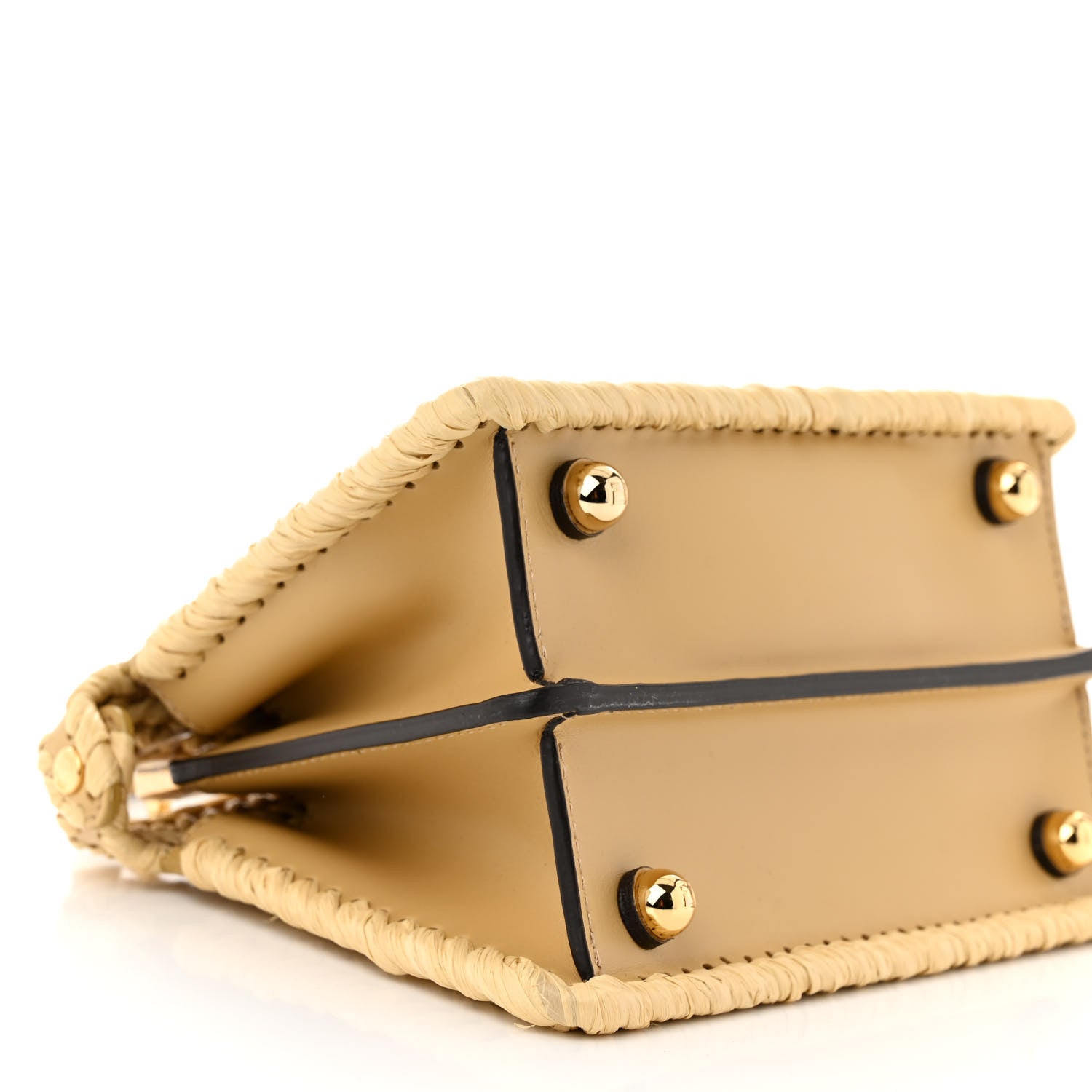 Fendi Paglia Vitello King Nappa Woven Petite Peekaboo I SEE U Satchel Sahara 8 of 9