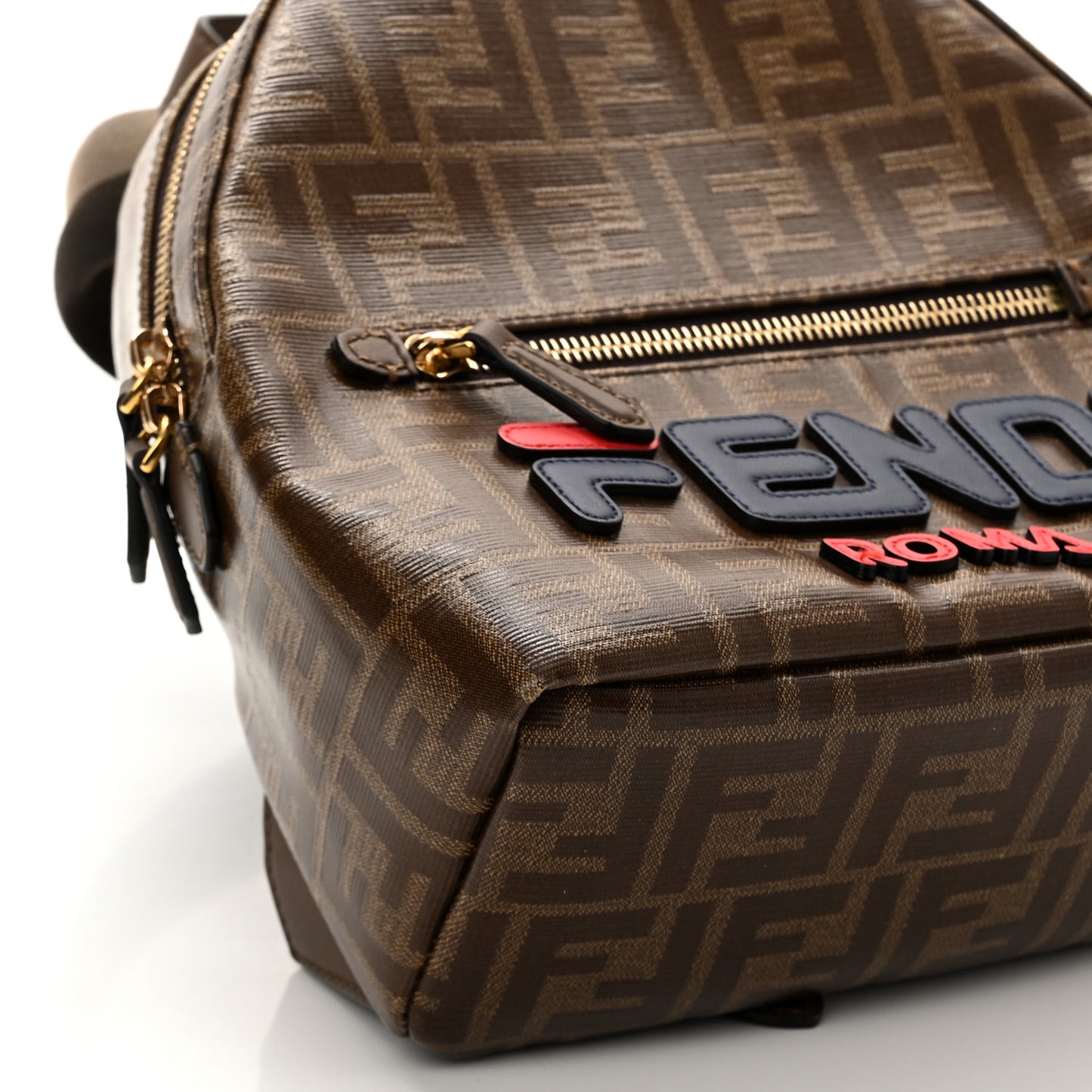 X FILA Glazed Fabric Vitello Century FF 1974 Mania Mini Backpack Mogano Panna Blueberry
