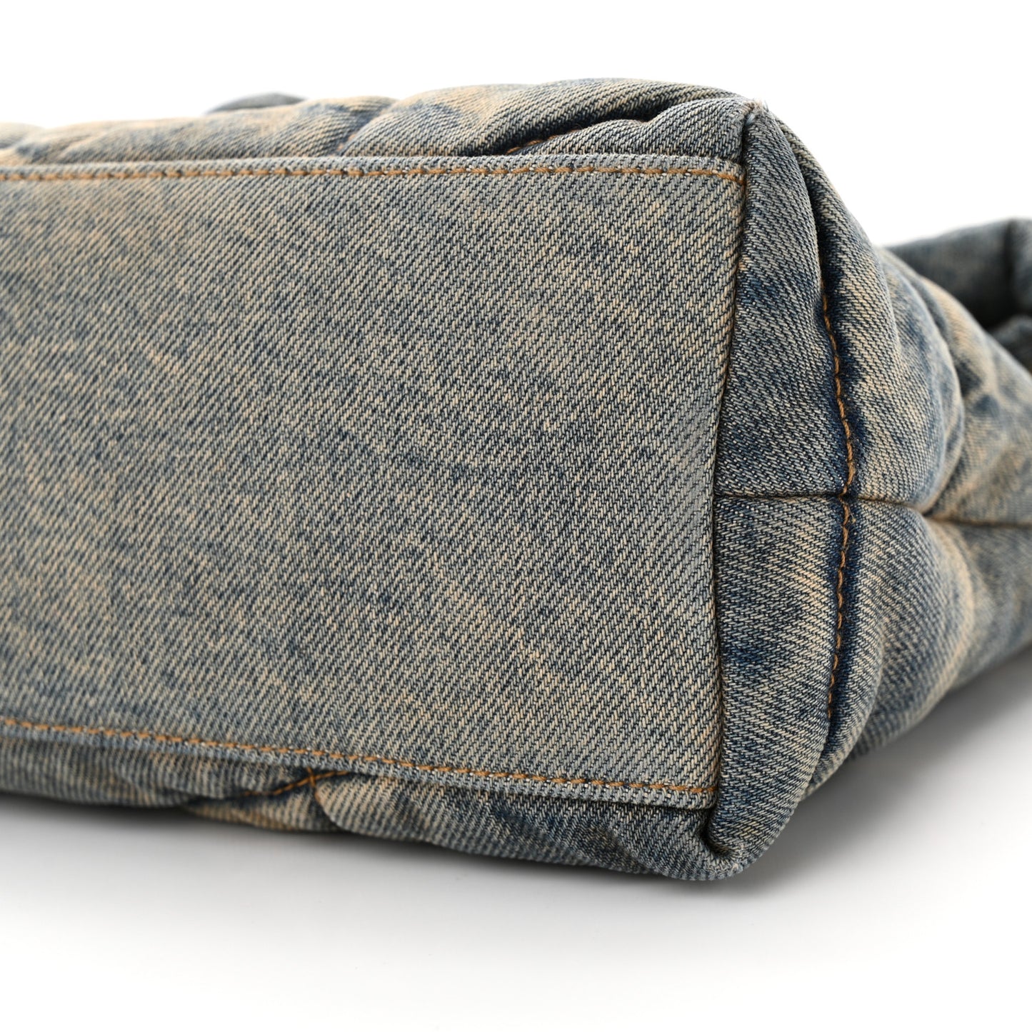Denim Quilted Small Loulou Puffer Monogram Chain Satchel Blue Cinnamon