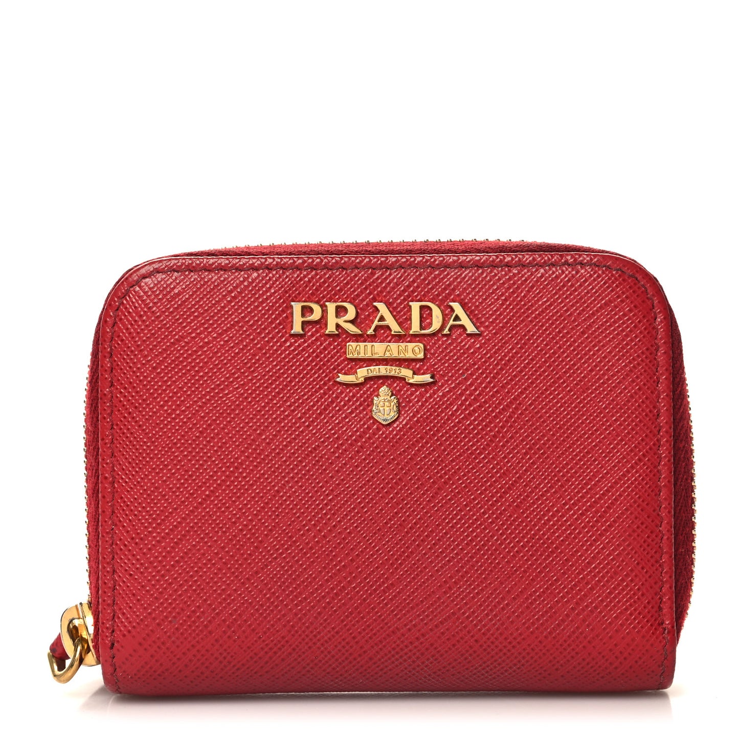 Saffiano Metal Zip Coin Purse Fuoco