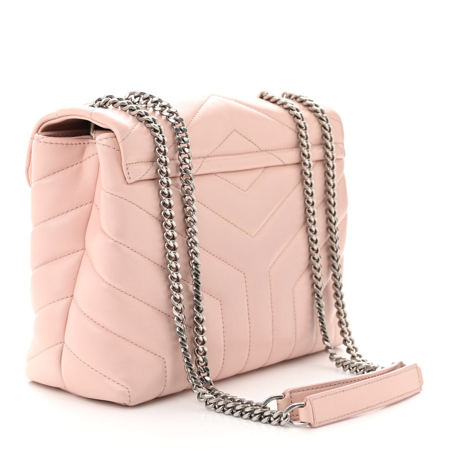 Calfskin Y Quilted Monogram Small Loulou Chain Satchel Rose Antic