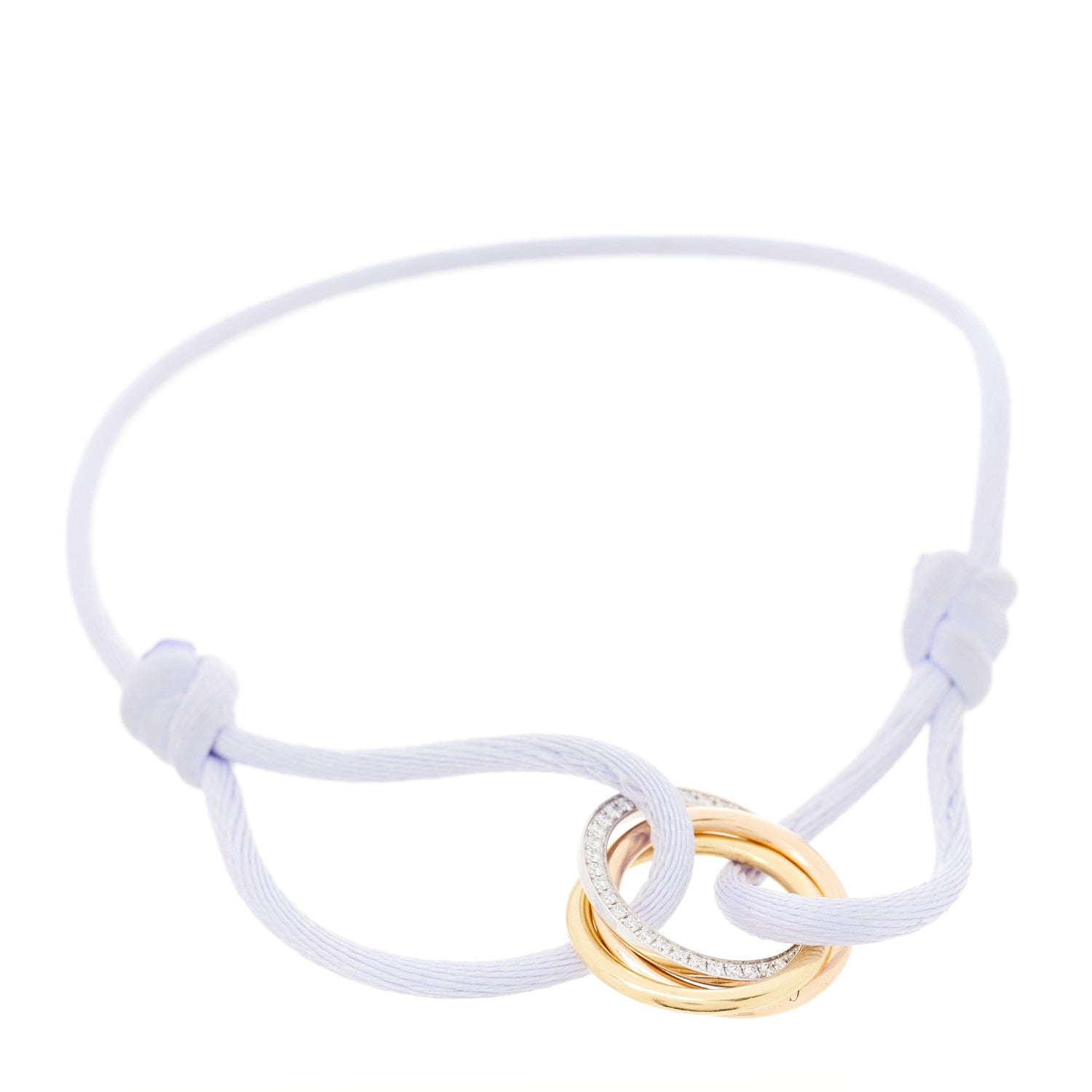 Cartier 18K White Yellow Pink Gold Diamond Trinity Cord Bracelet Lilac 1 of 3