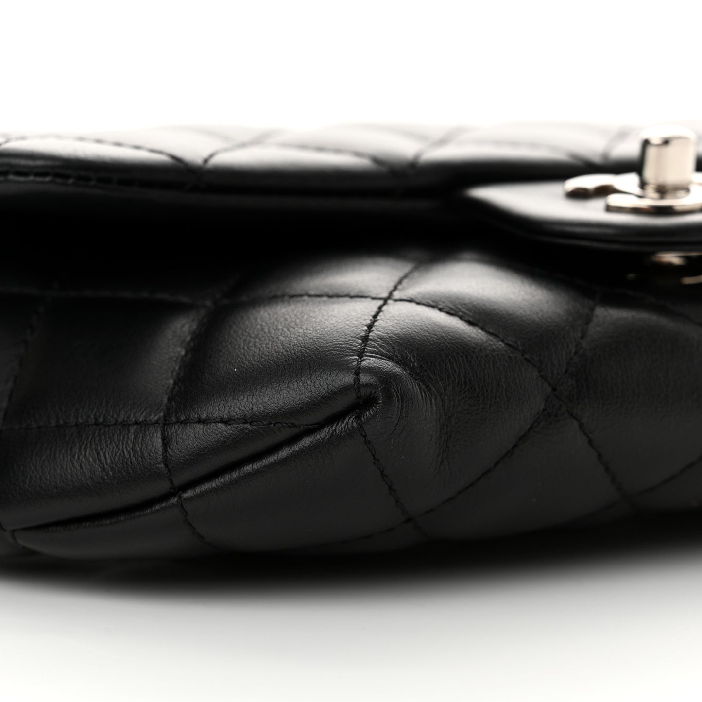 Calfskin Quilted CC Uniform Flap Belt Bag Black