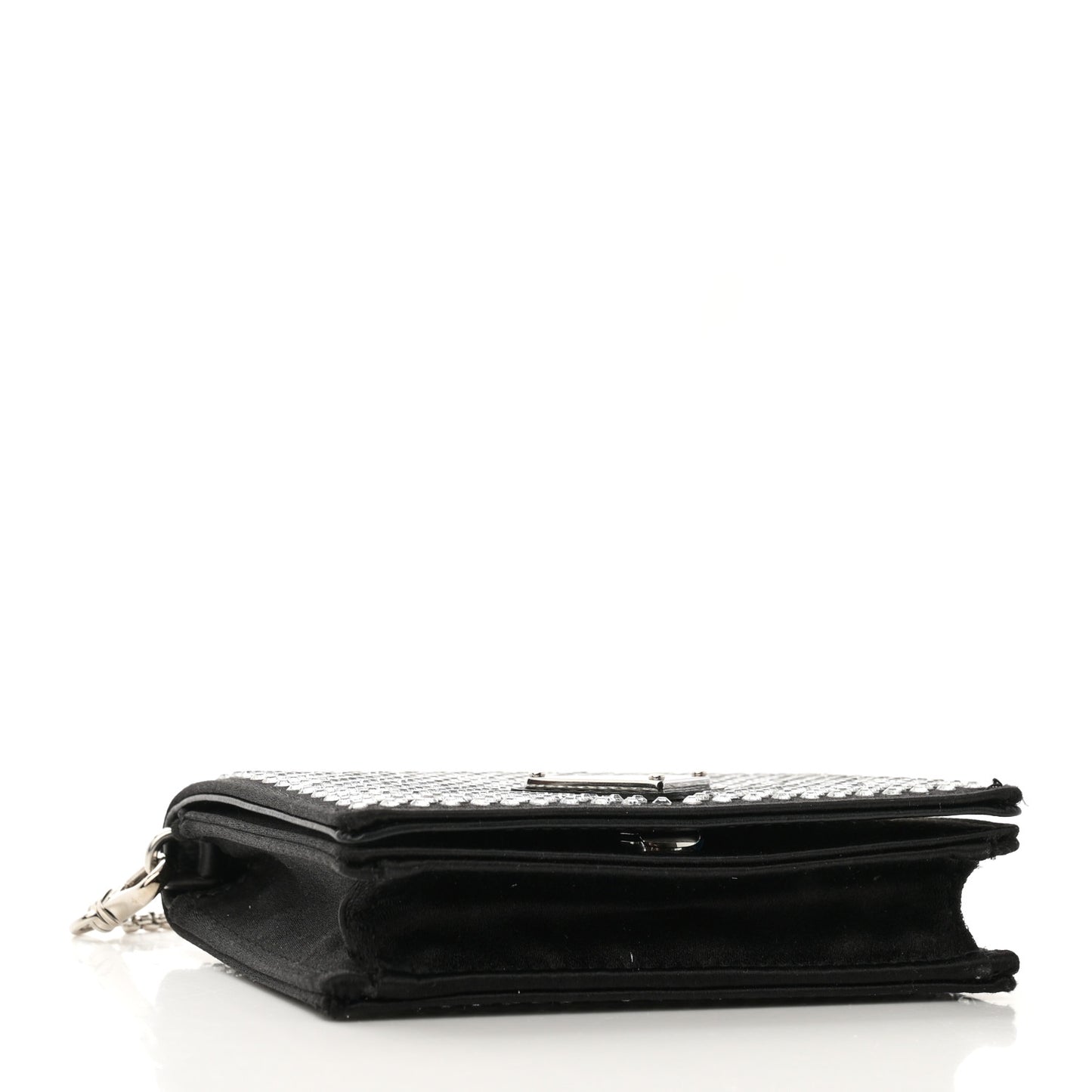 Satin Crystal Metal Triangle Logo Card Holder With Strap Cristal