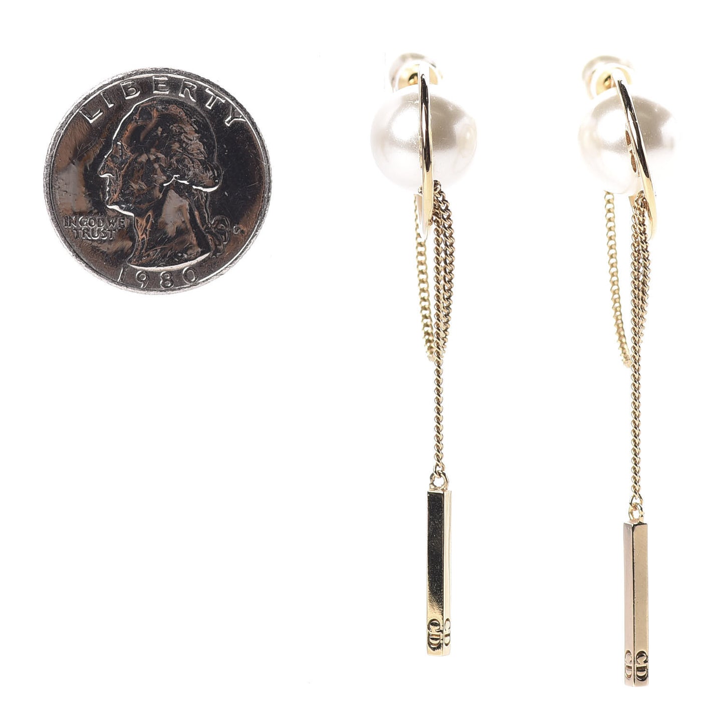Pearl Tribales Dangle Chain Earrings Gold