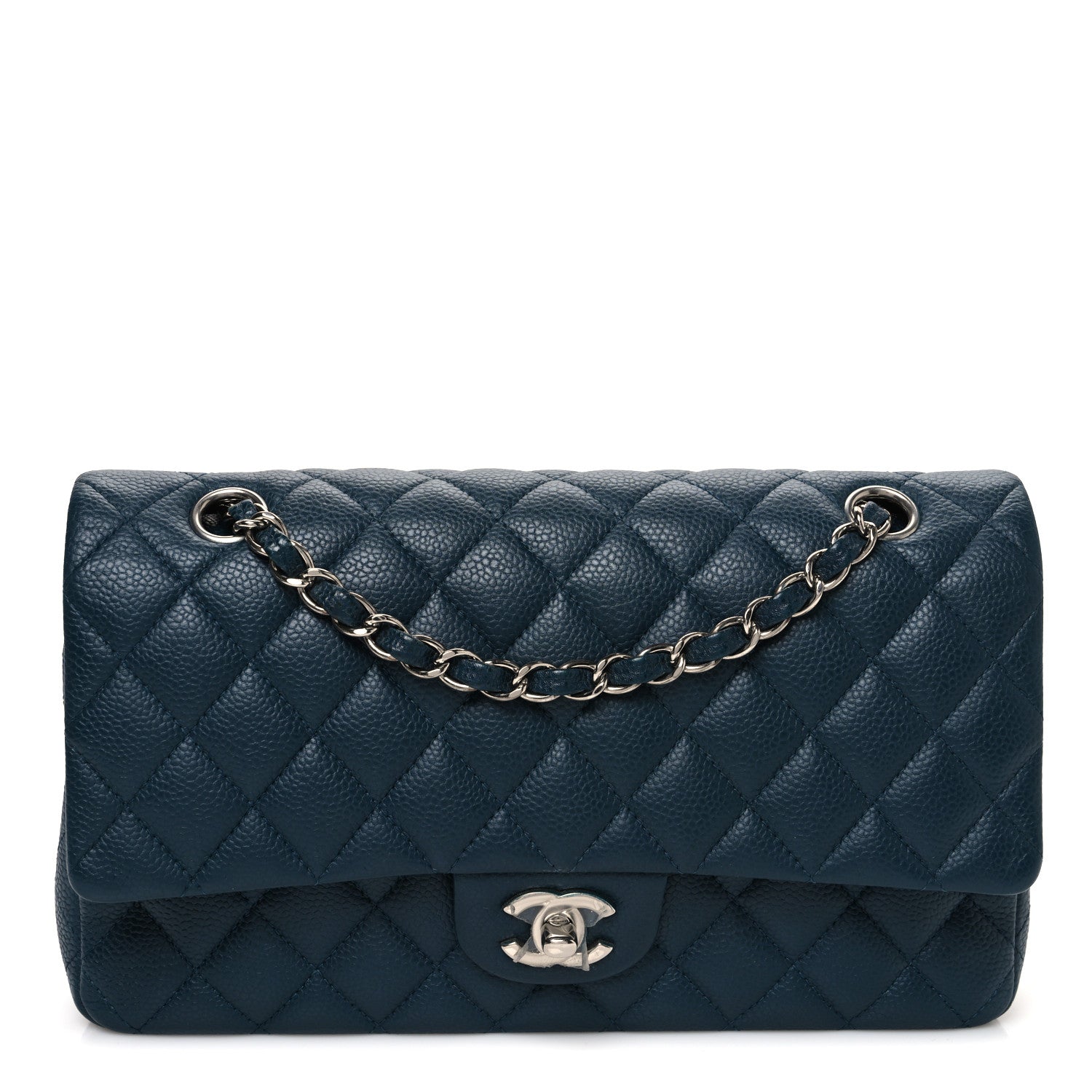 Chanel Caviar Quilted Medium Double Flap Dark Blue 1 of 10