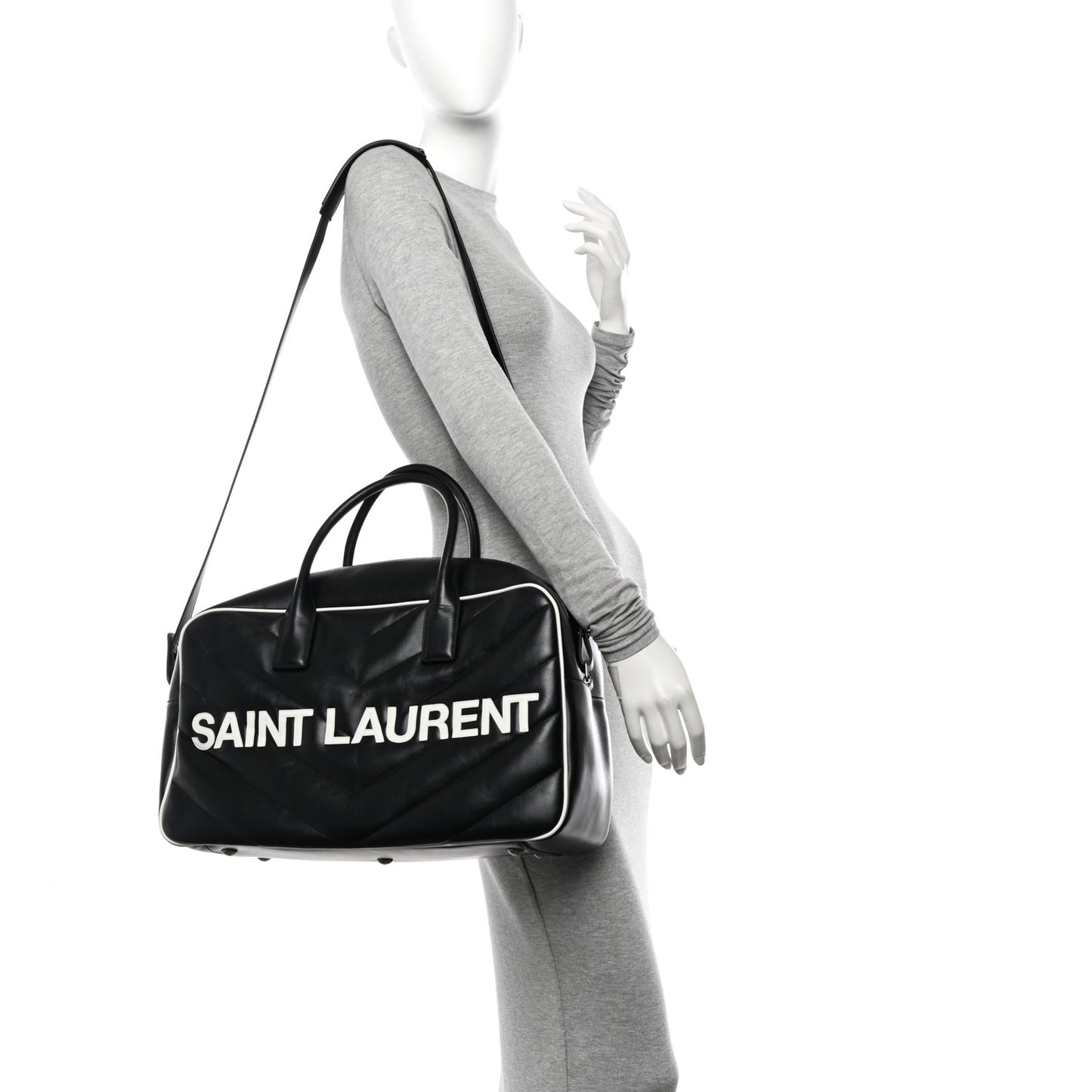 Calfskin Medium Miles Logo Bowler Duffel Bag Black