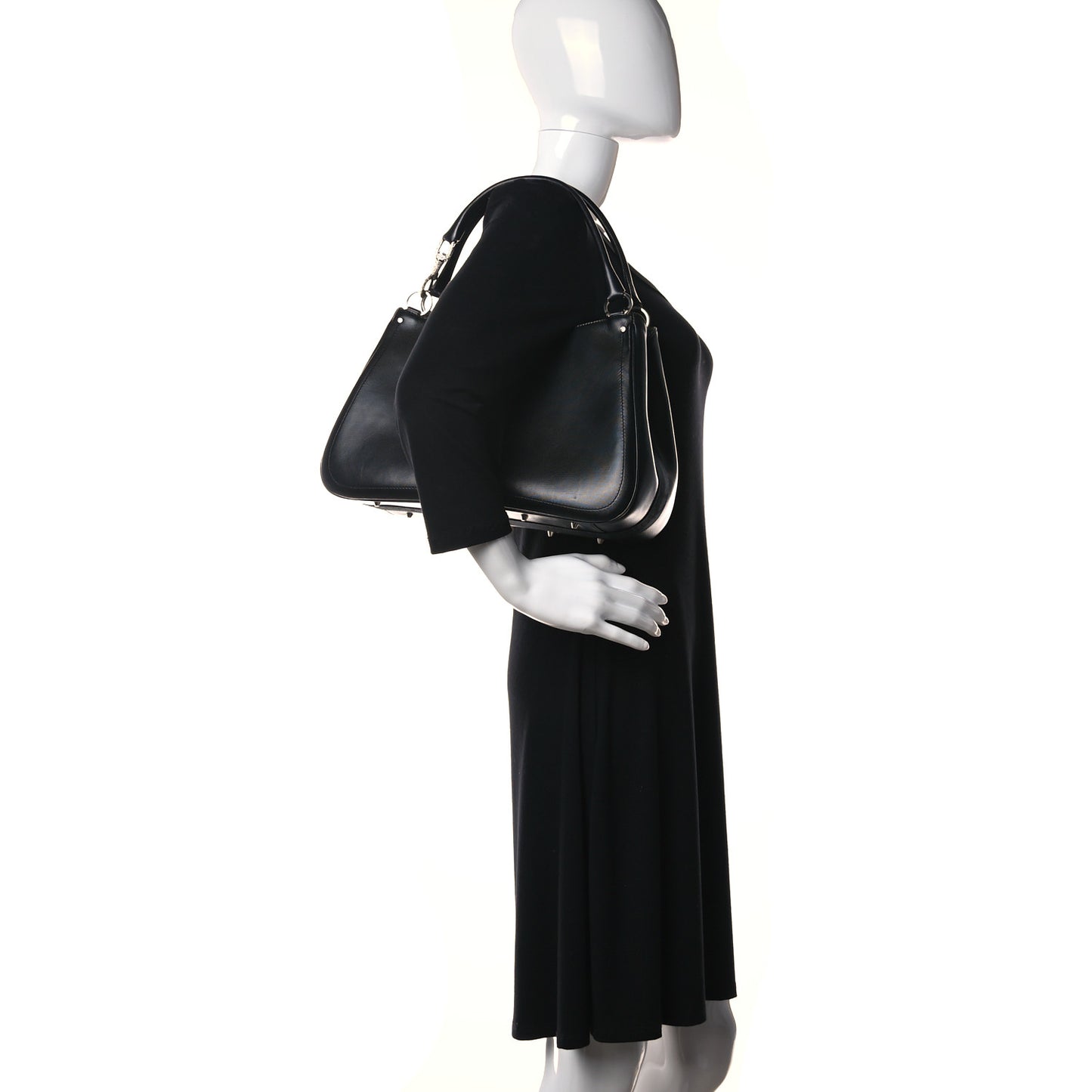 Coated Canvas Crystal Hardcore Shoulder Bag Black