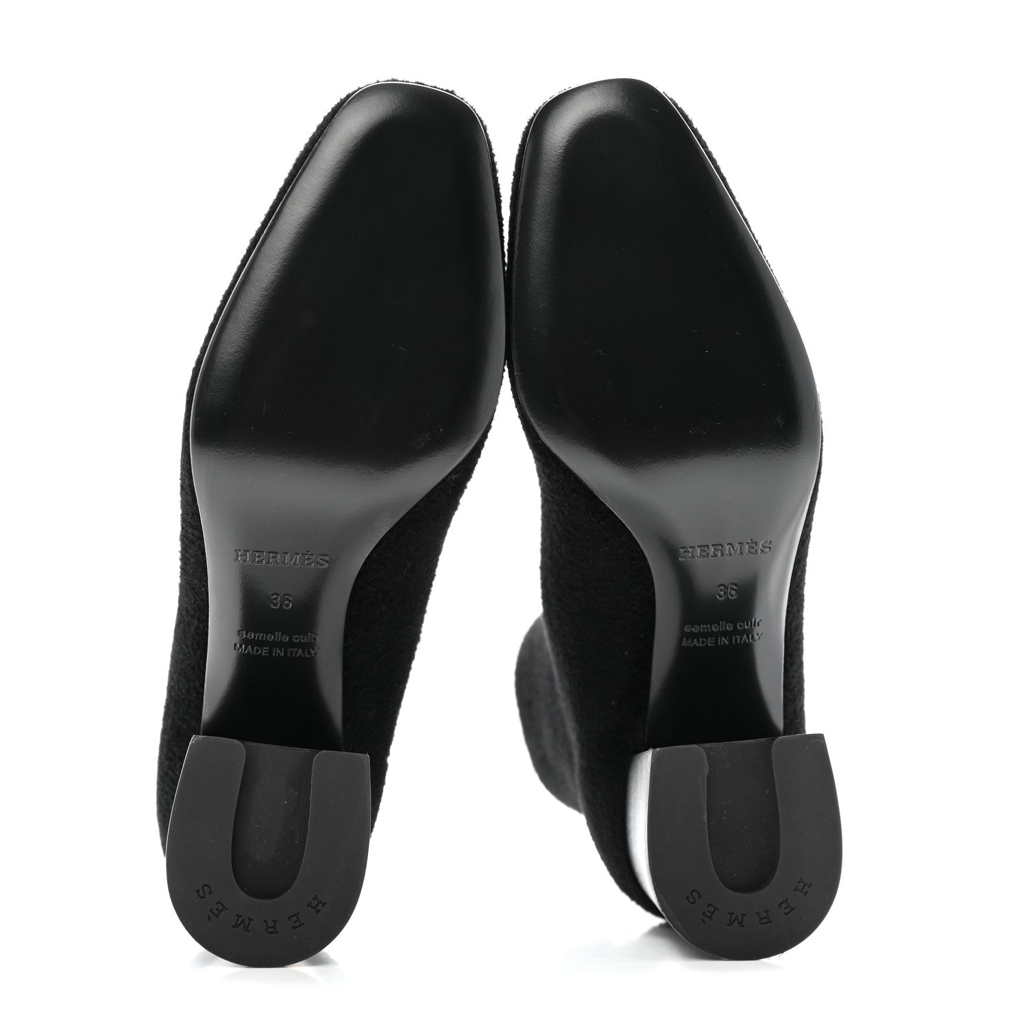 Hermes Knit Calfskin Jenna 60 Ankle Boots 36 Black 5 of 8