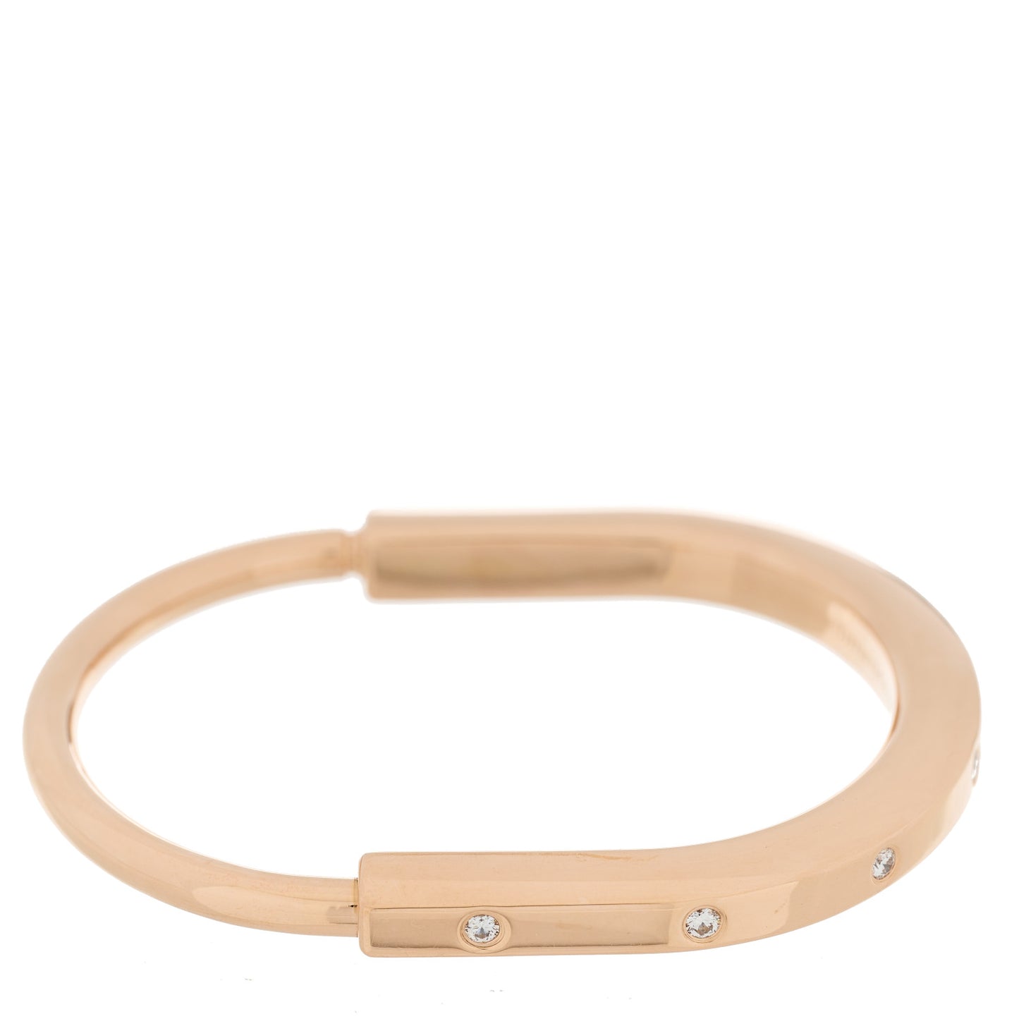 18K Rose Gold Diamond Tiffany Lock Bangle Bracelet