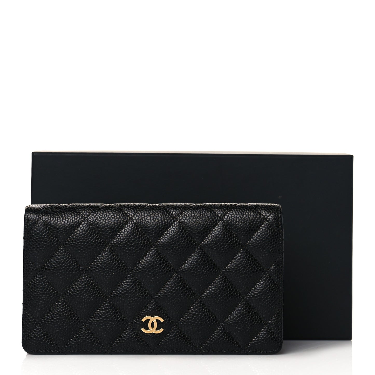 Caviar Quilted Yen Wallet Black