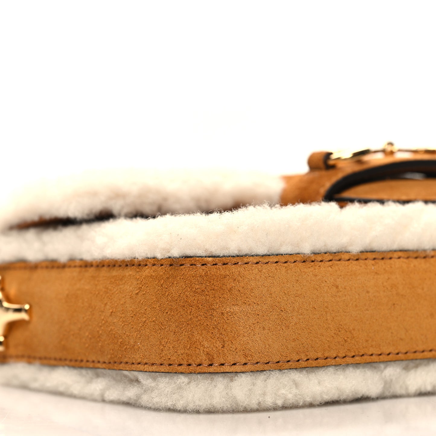 Suede Shearling Horsebit Mini 1955 Shoulder Bag Honey Beige Milk