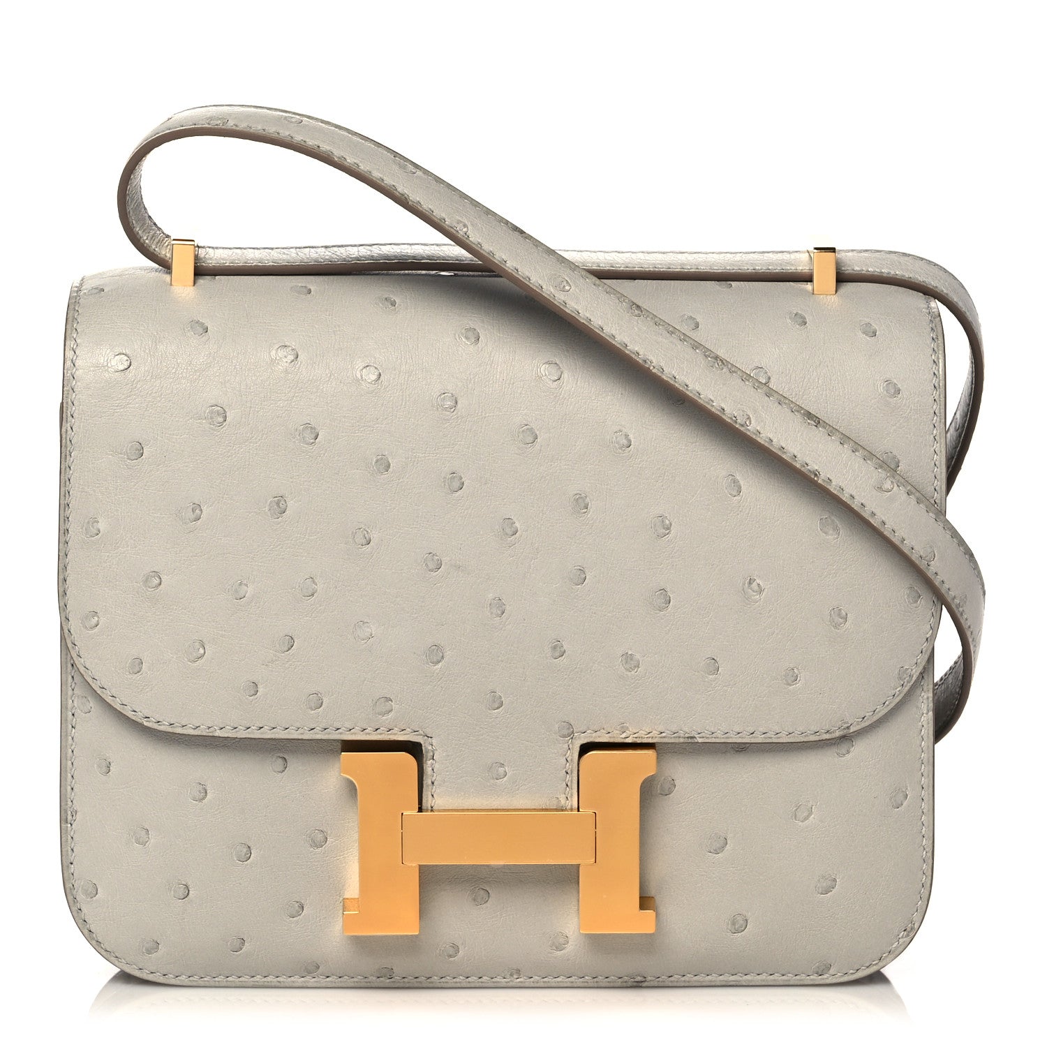 Hermes Ostrich Constance 18 Gris Perle 1 of 9