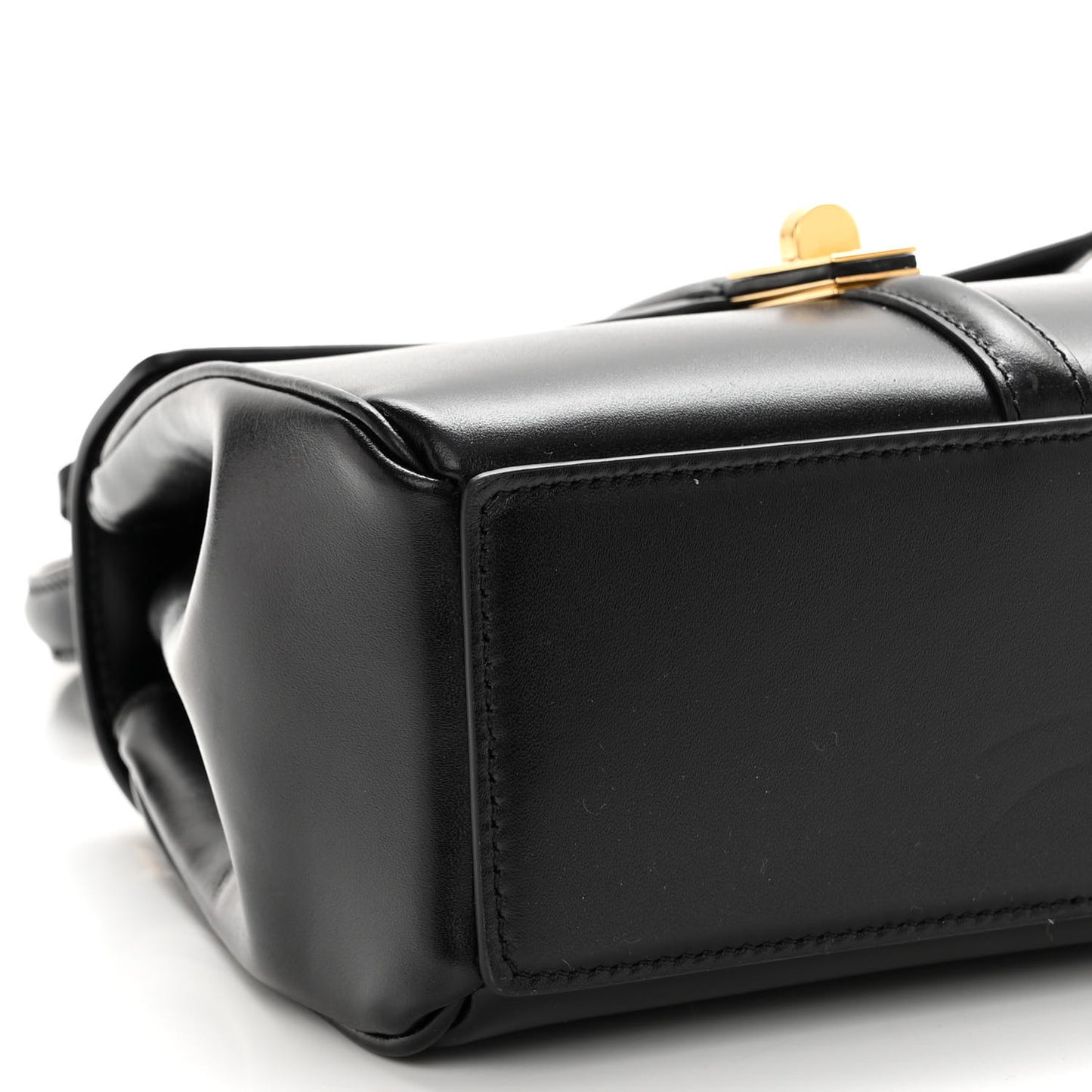 Satinated Calfskin Mini 16 Top Handle Bag Black