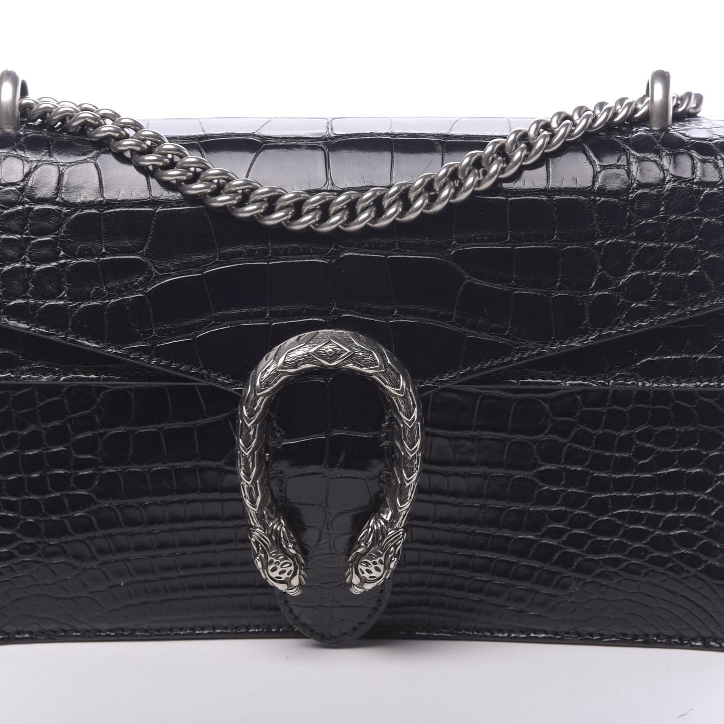 Crocodile Small Dionysus Shoulder Bag Black