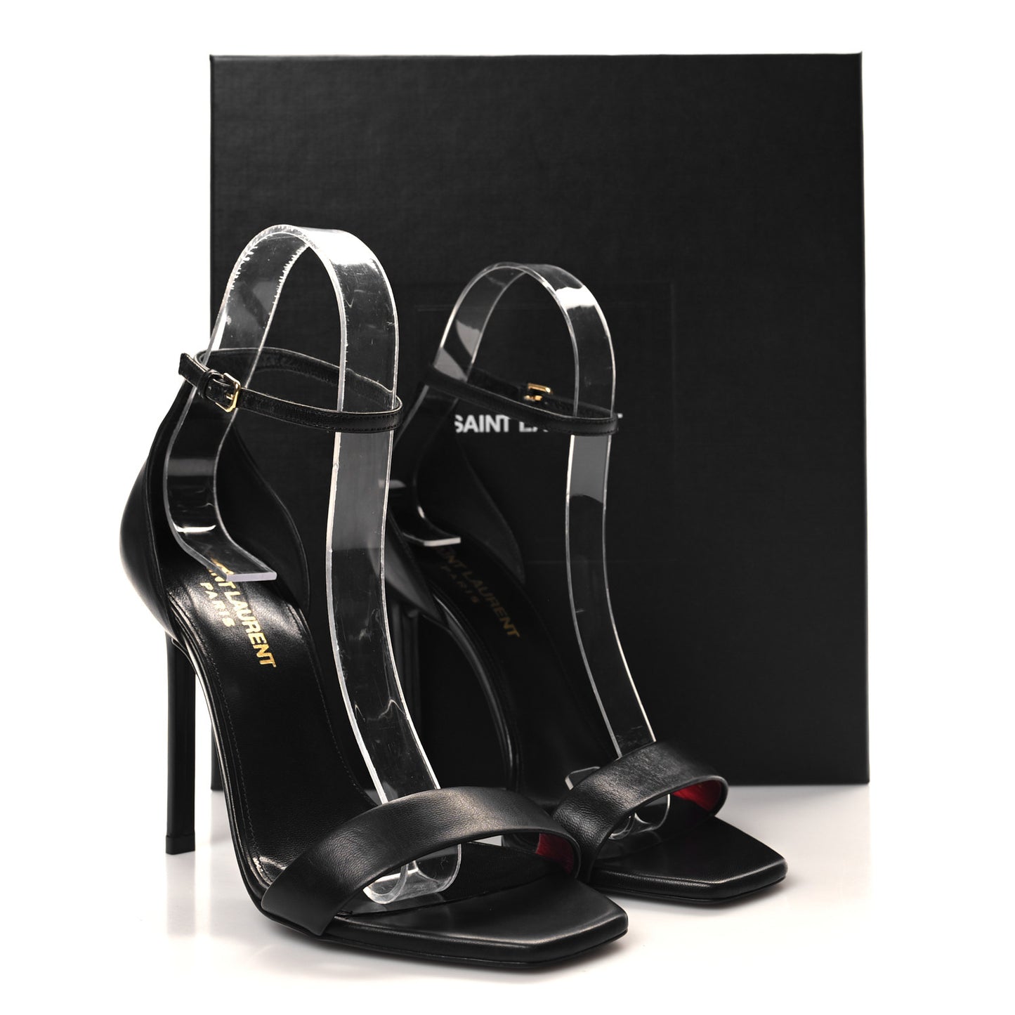 Calfskin Amber 105 Ankle Strap Sandals 36 Black