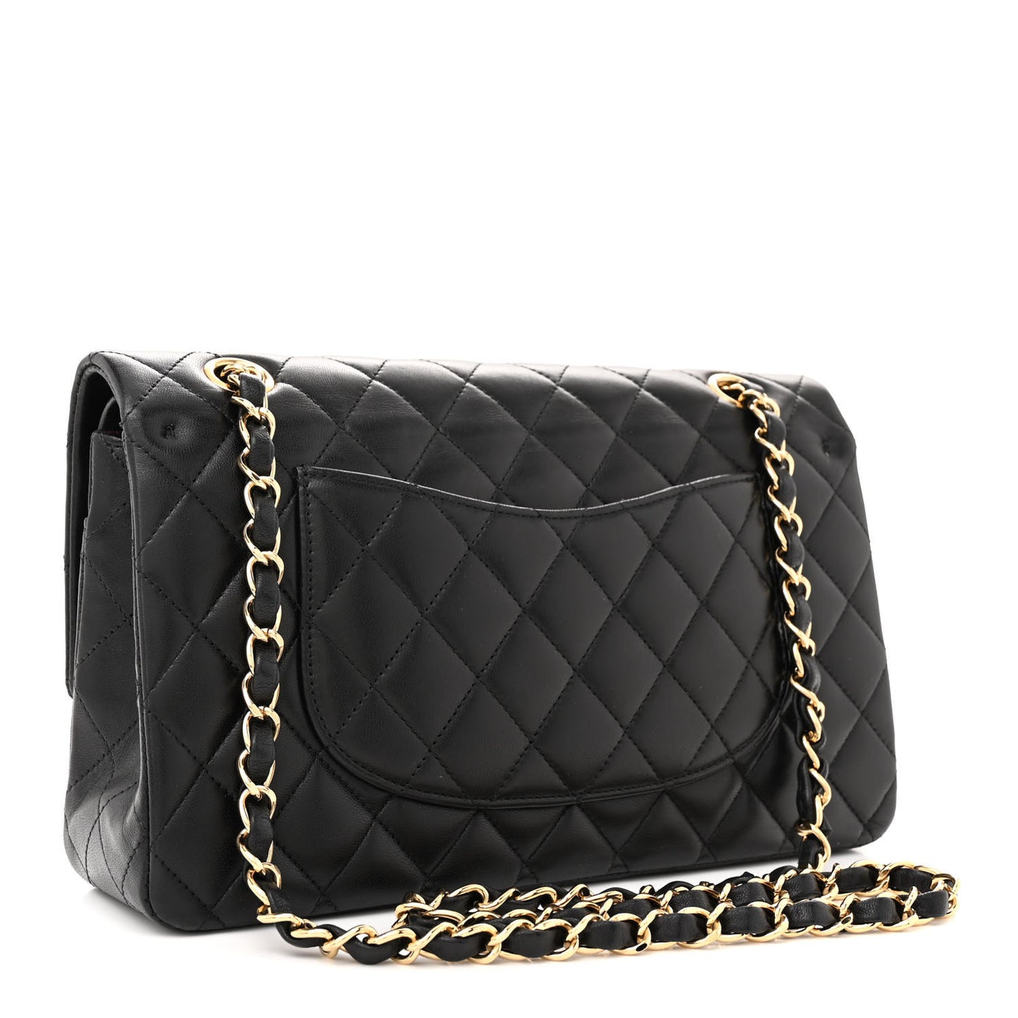 Lambskin Quilted Medium Double Flap Black
