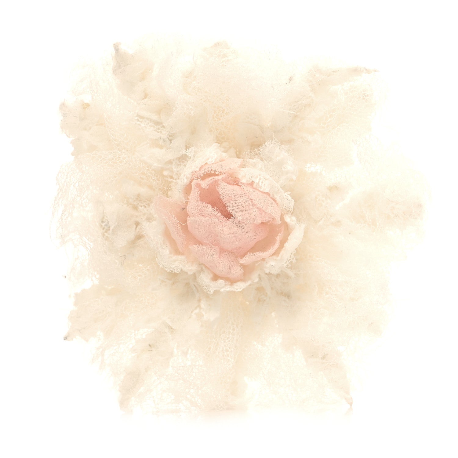 Chanel Lace Camellia Brooch White Rose 1 of 4