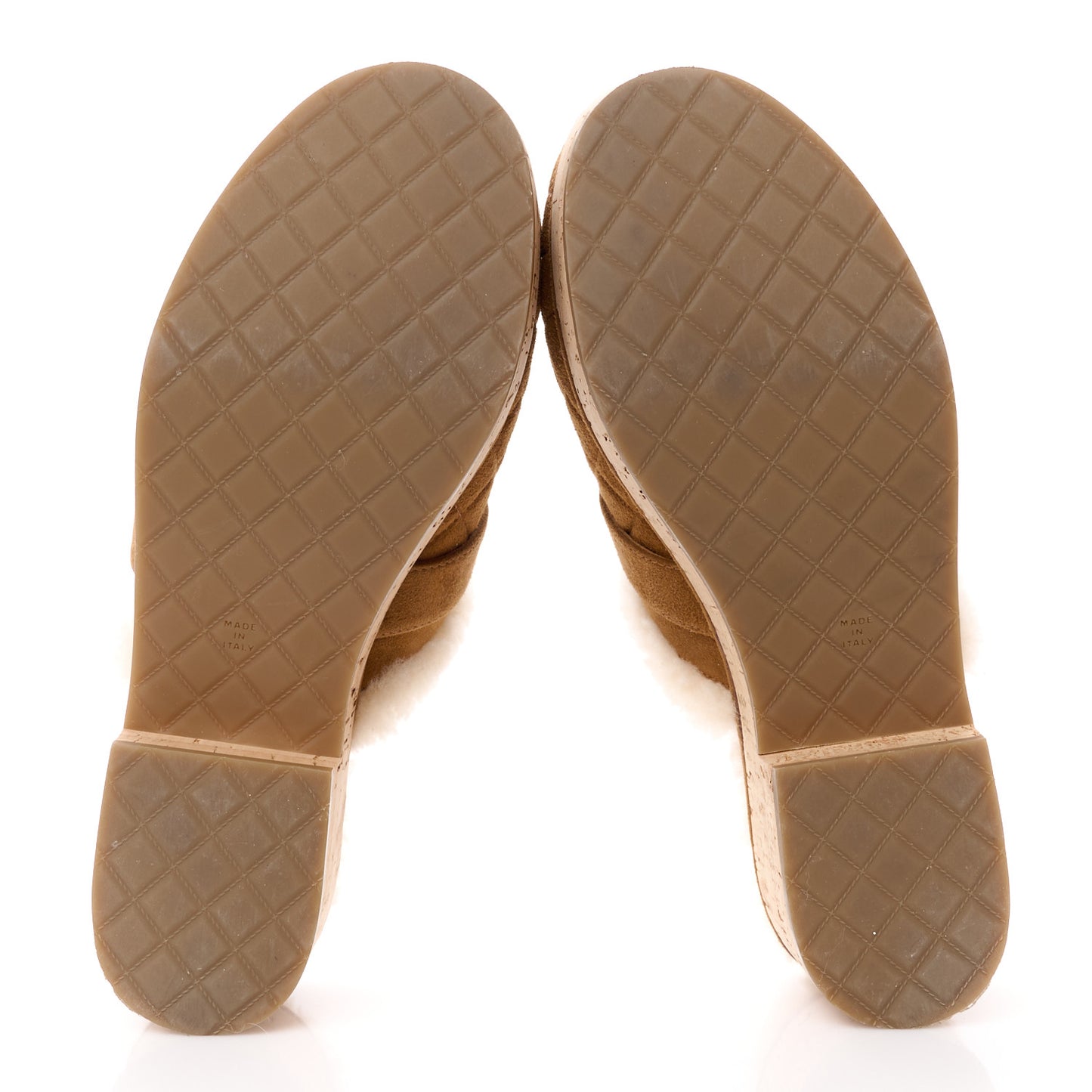 Suede Calfskin Shearling Turn Lock Clogs 39 Brown