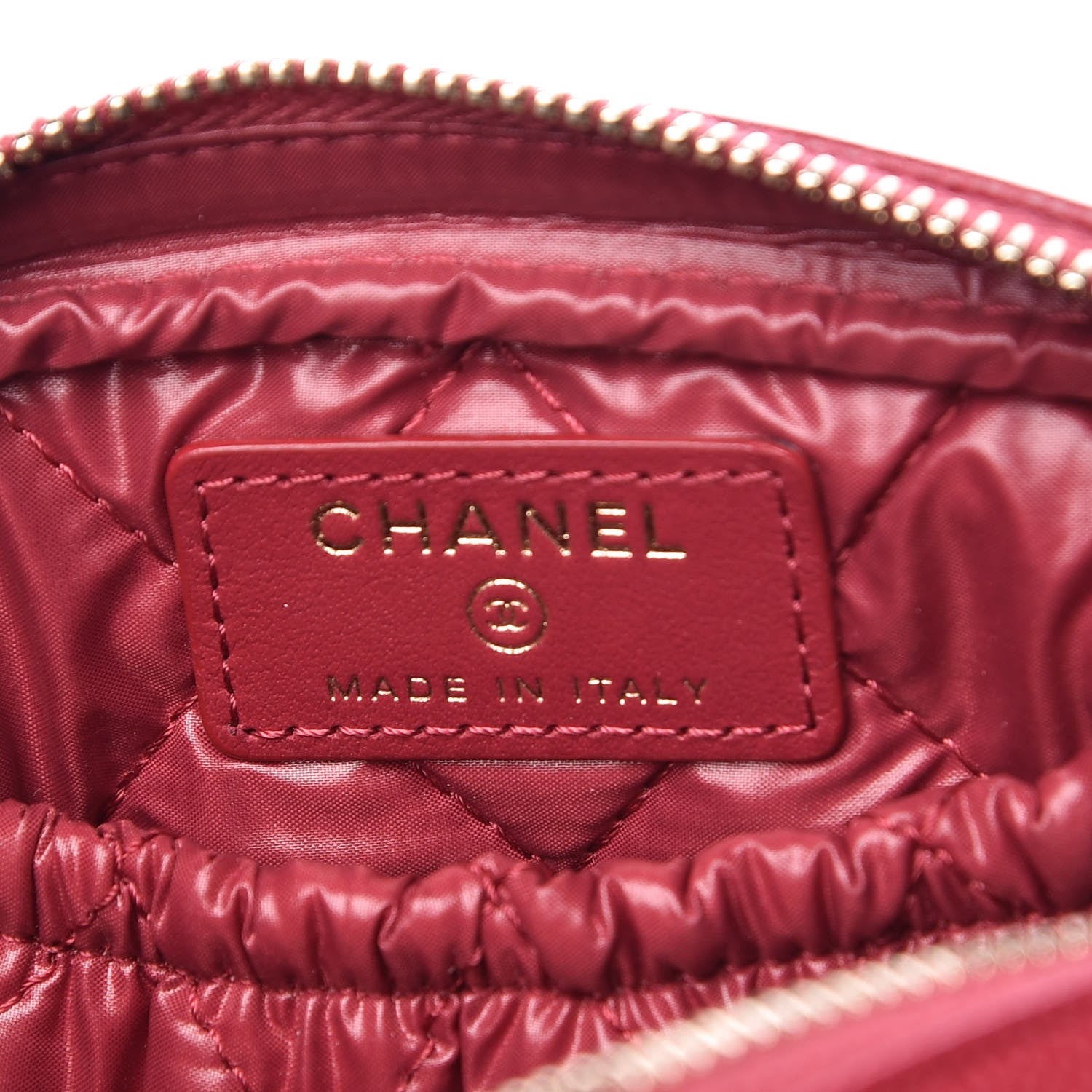 Chanel Caviar Quilted Small Curvy Pouch Cosmetic Case Dark Pink 6 of 10