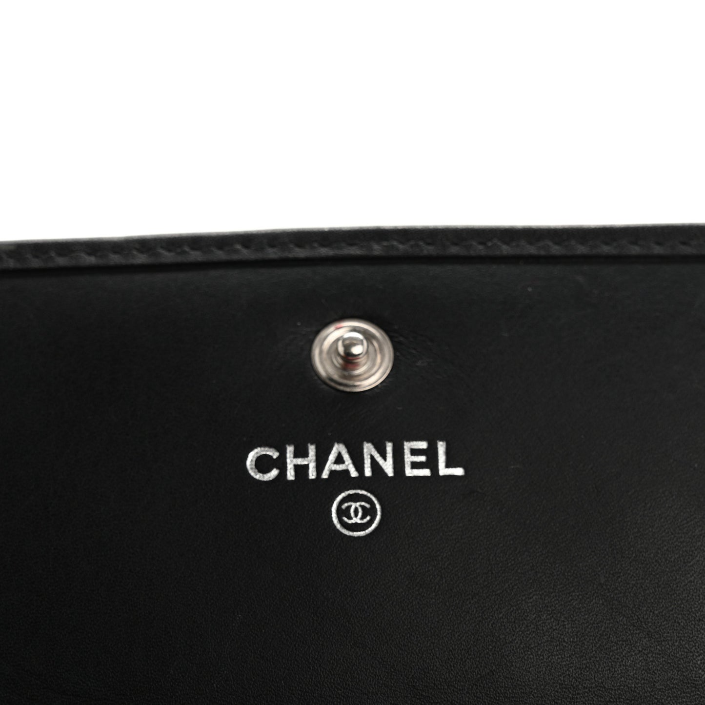 Calfskin Quilted Cambon Long Double Wallet Black