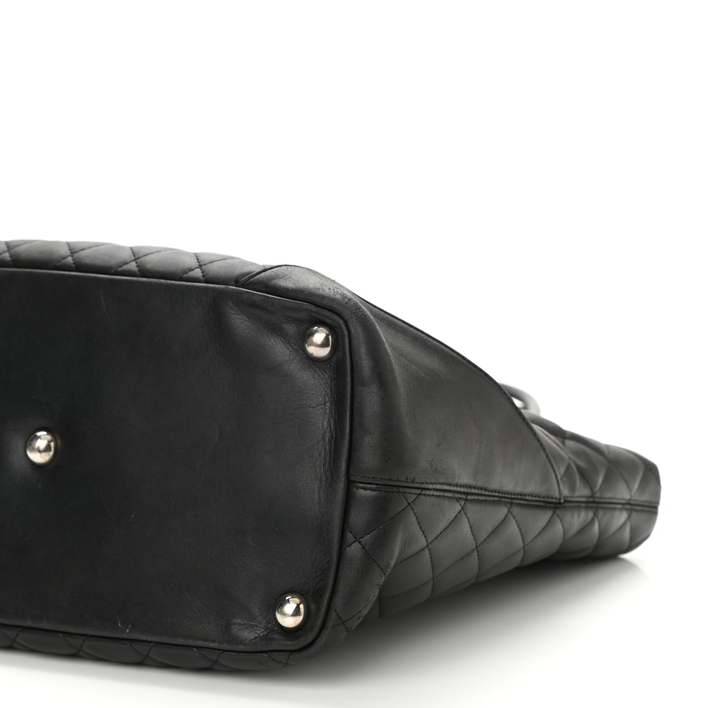 Calfskin Quilted Large Cambon Tote Black White