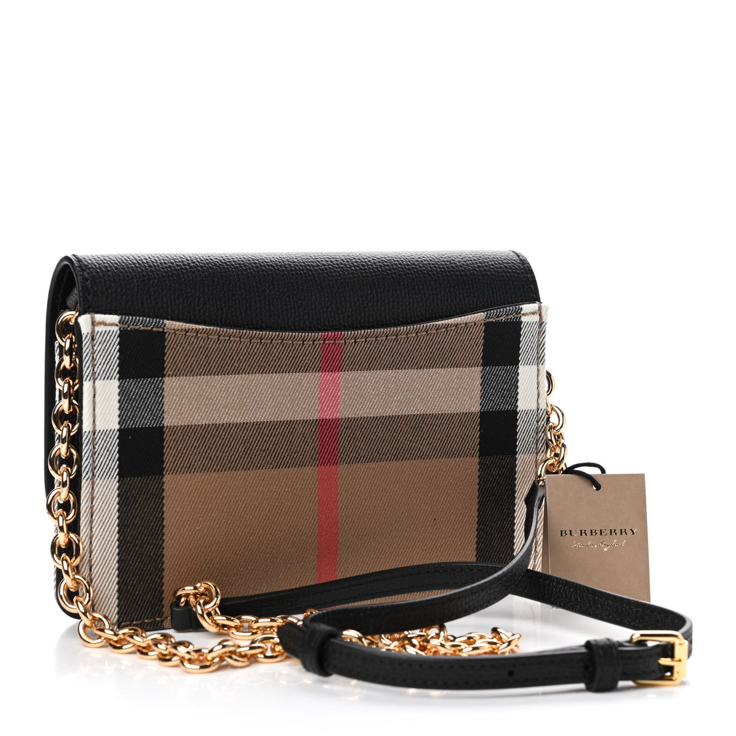 Derby Calfskin House Check Wallet On Chain Black