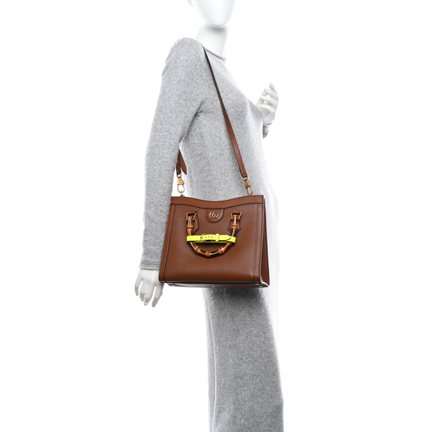 Wonka Grain Calfskin Small Diana Tote Bag Cuir Yellow Fluo