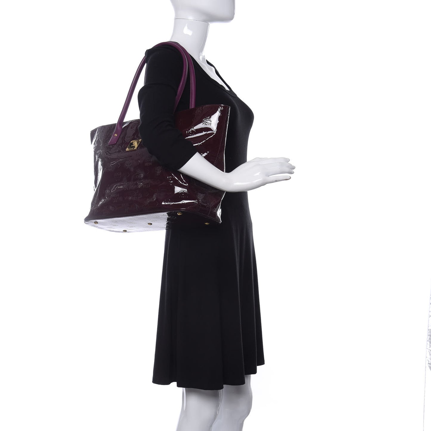 Patent Monogram Tote Burgundy