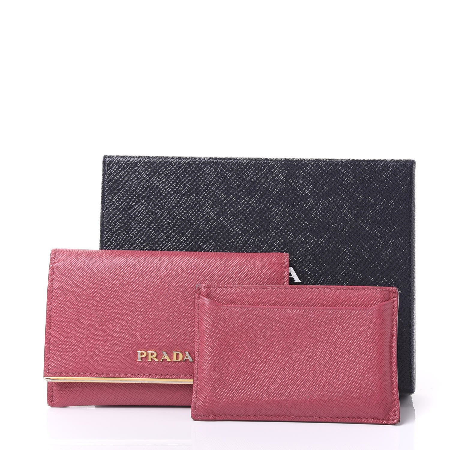 Prada Saffiano Compact Metal Bar Flap Wallet Peonia 10 of 11