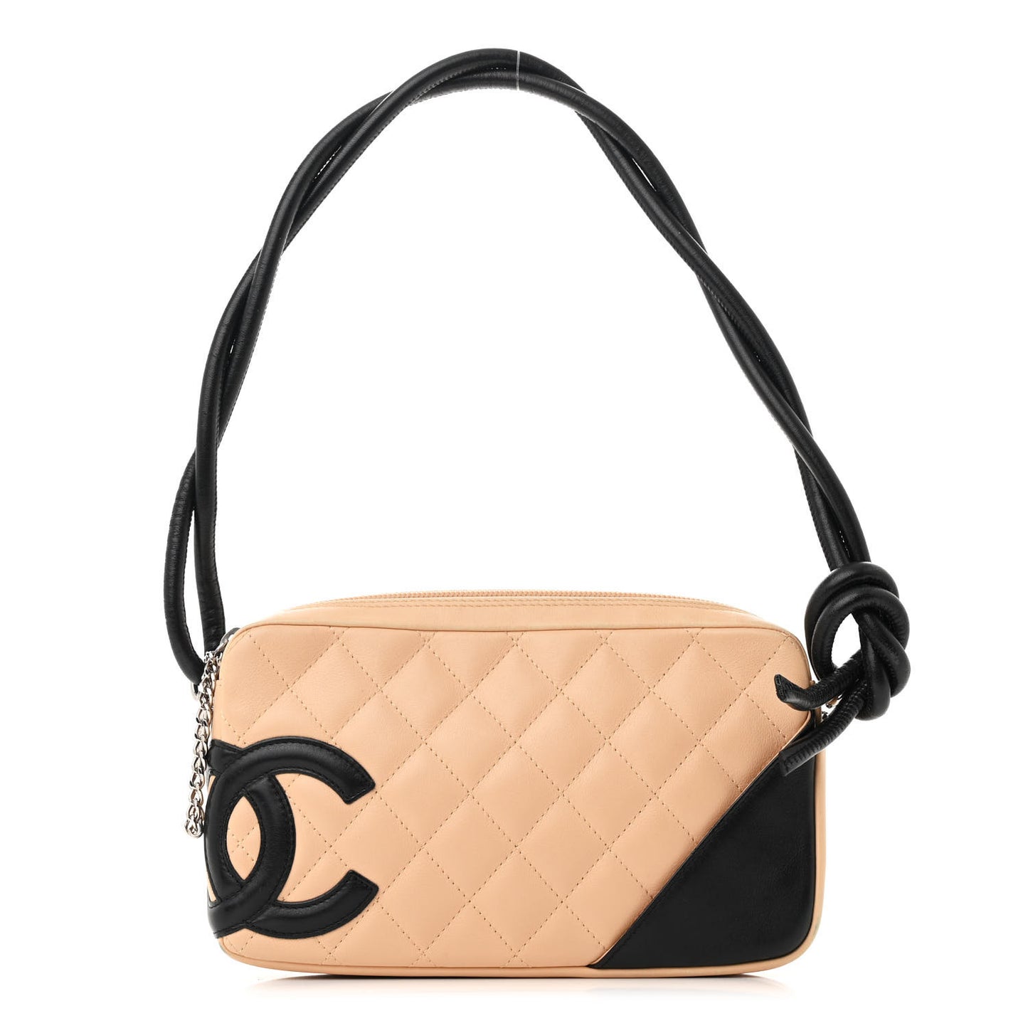 Calfskin Quilted Cambon Pochette Beige Black