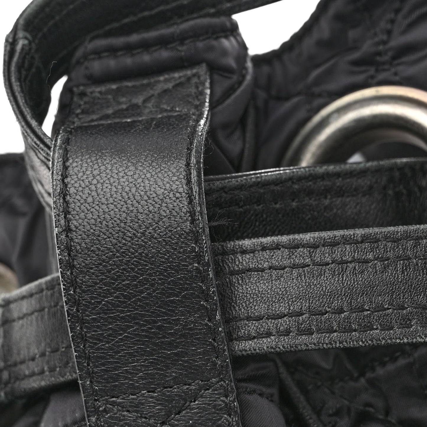 Nylon Cannage Drawstring Bag Black