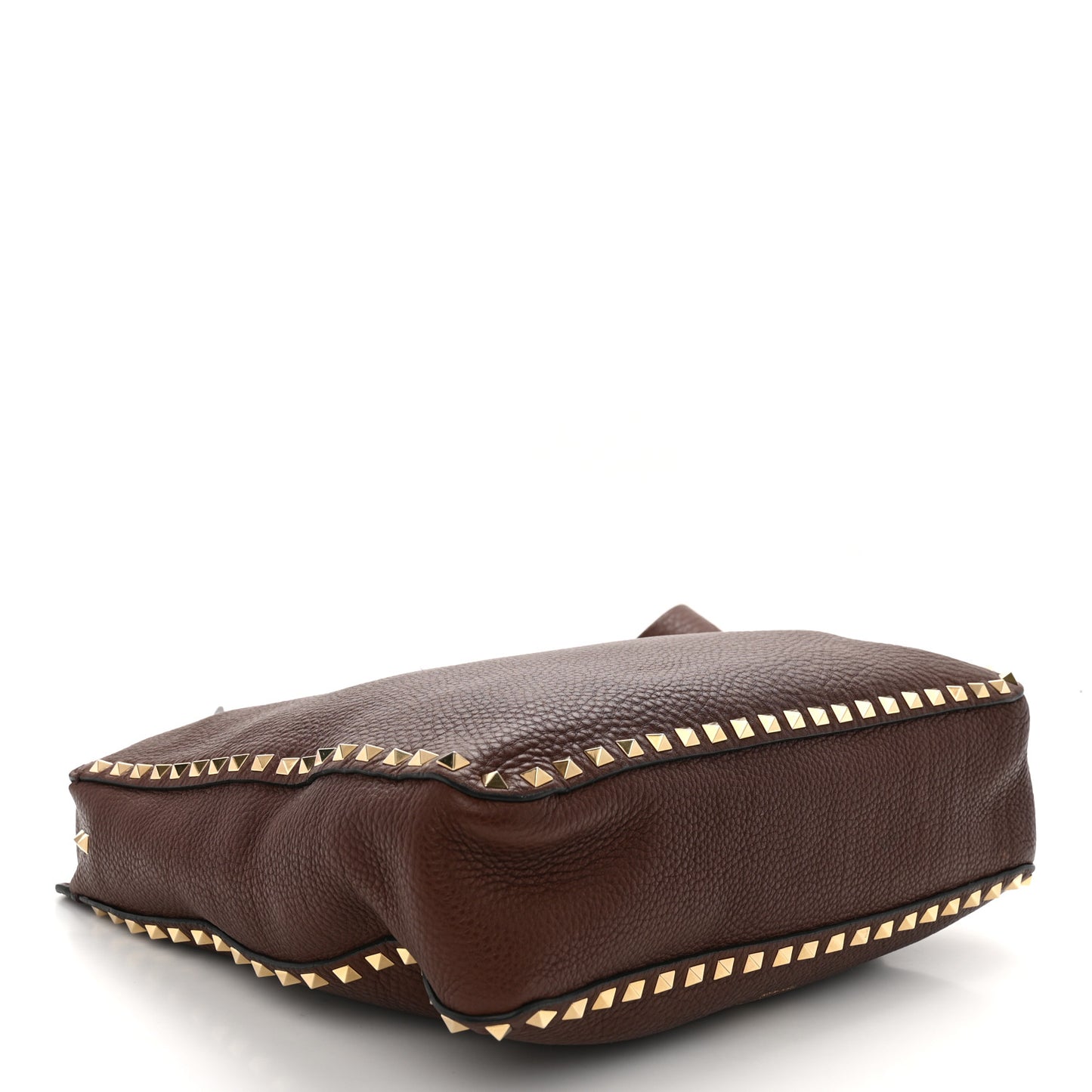 Pebbled Calfskin Large Rockstud Flip-Lock Messenger Bag Brown