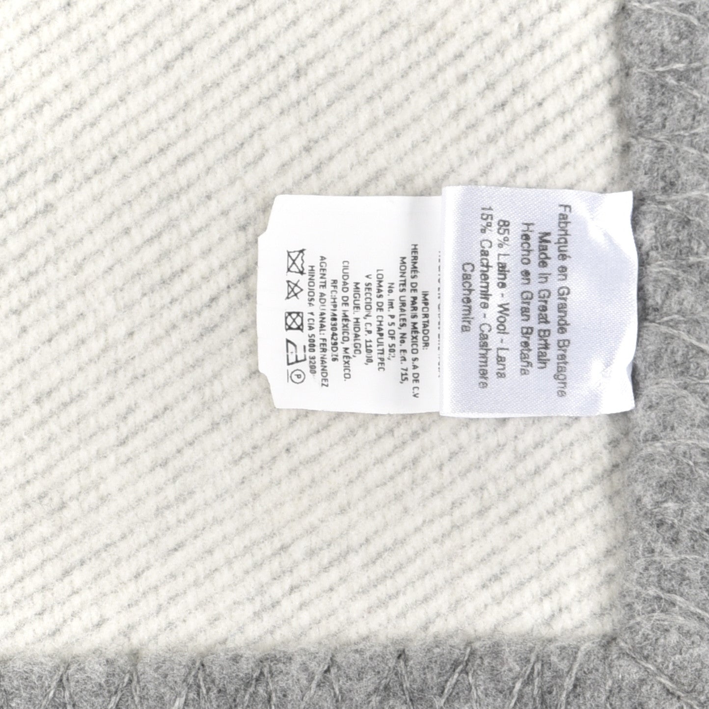 Wool Cashmere Avoine Blanket Craie Gris