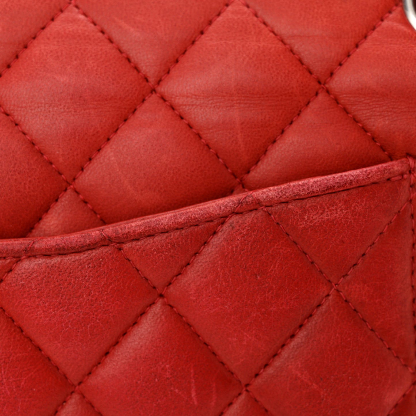 Lambskin Quilted Medium Double Flap Red