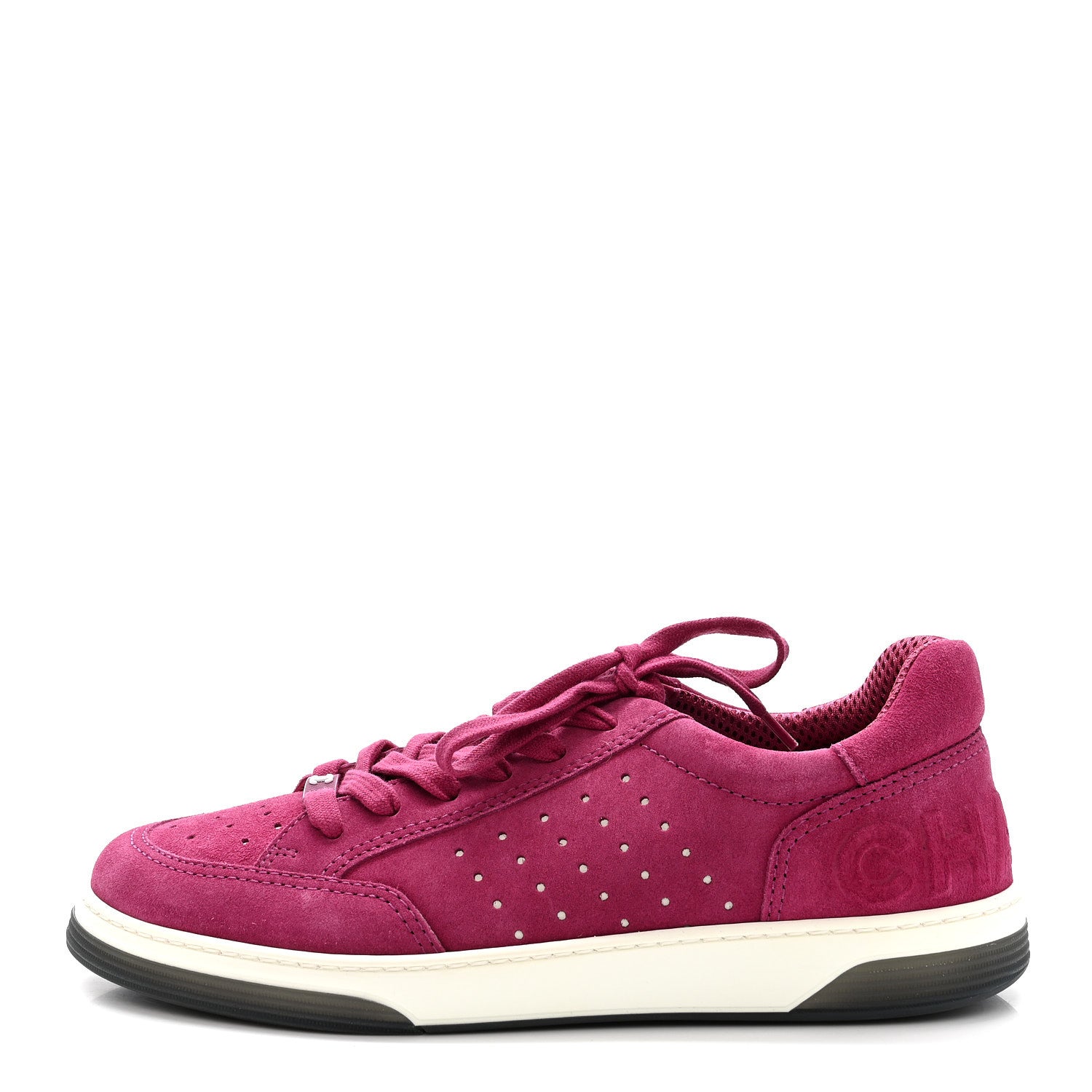 Chanel Suede Calfskin Logo Sneakers 41 Dark Pink 1876859