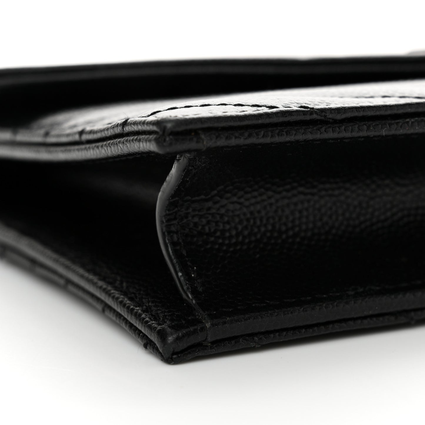 Grain De Poudre Matelasse Chevron Monogram Monochrome Envelope Chain Wallet Black