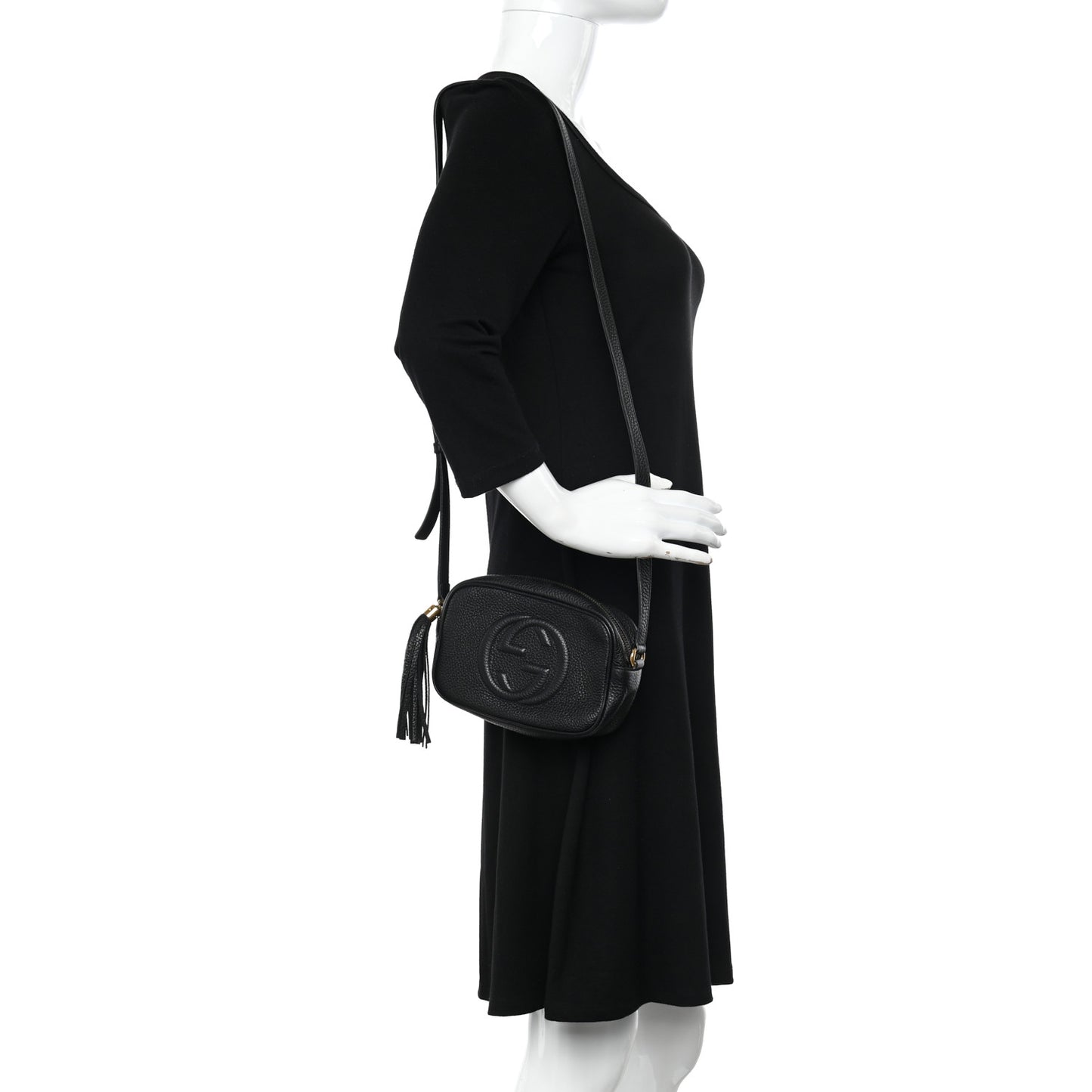Pebbled Calfskin Mini Soho Disco Bag Black