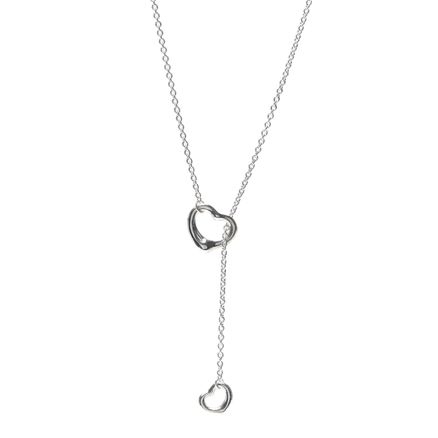 Tiffany Sterling Silver Elsa Peretti Open Heart Lariat Necklace 1 of 6