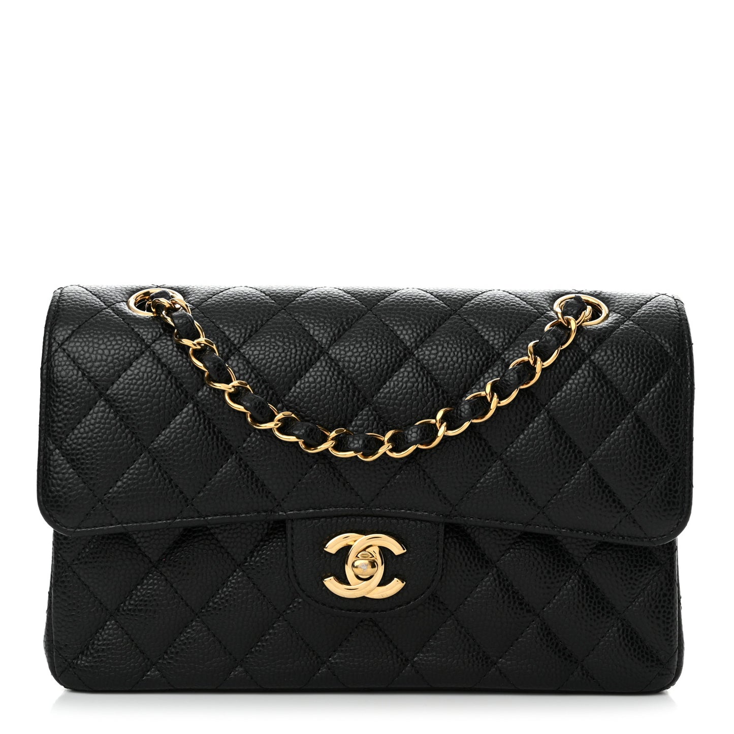 Caviar Quilted Small Double Flap Black