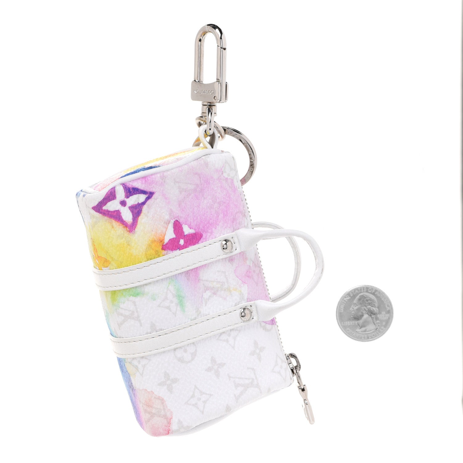 Louis Vuitton Monogram Watercolor Mini Keepall Bag Charm Key Holder Multicolor 2 of 8