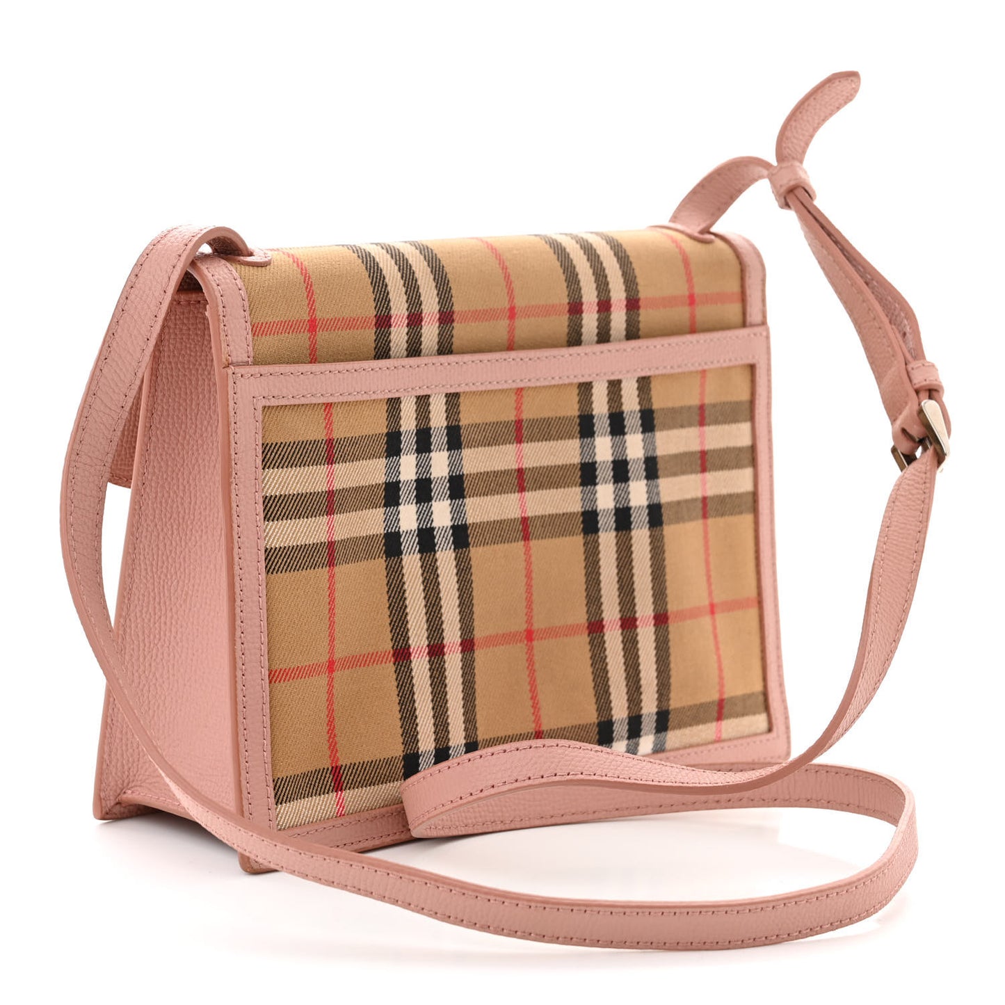 Grainy Calfskin Vintage Check Small Macken Crossbody Bag Ash Rose