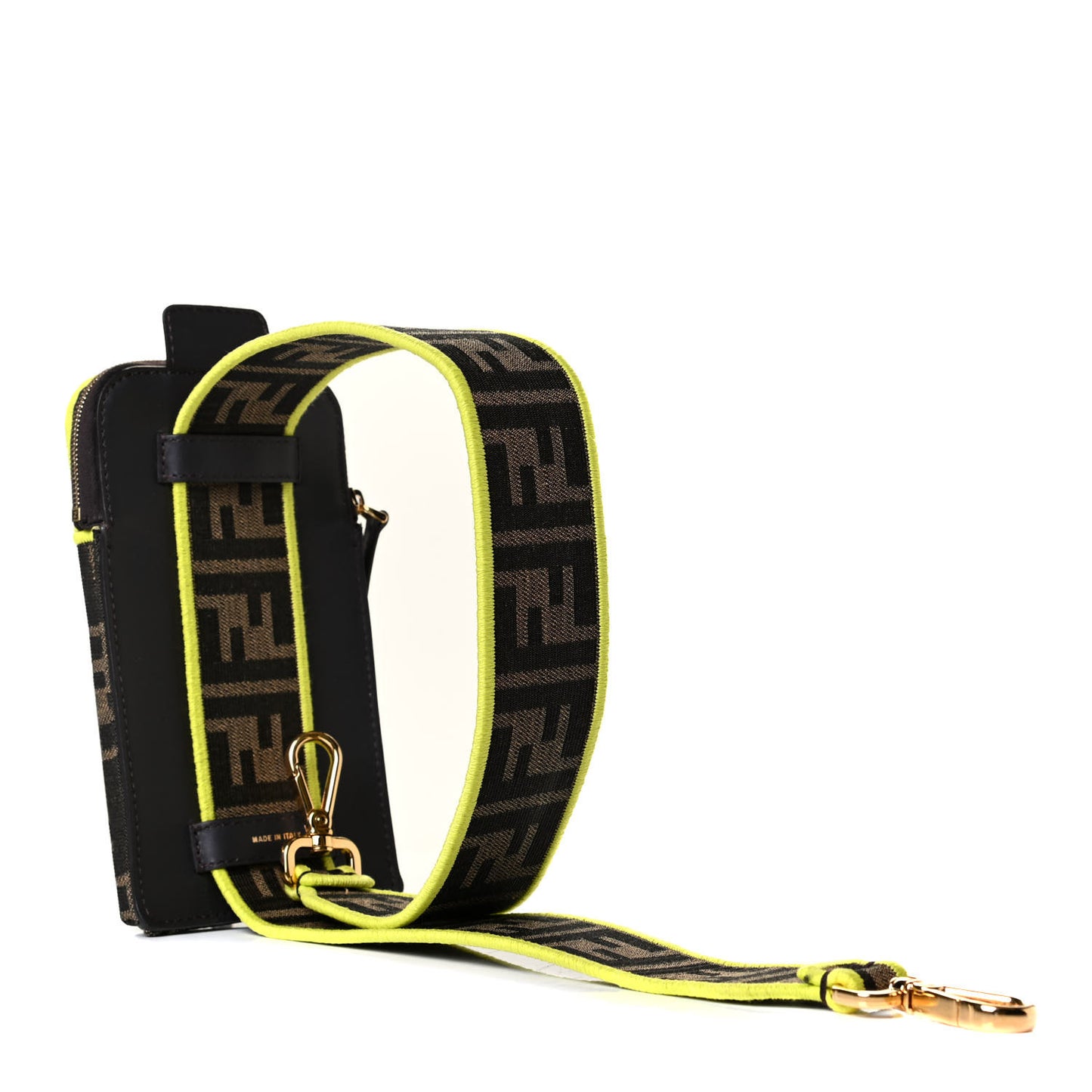Fabric Jacquard FF 1974 Cell Pocket Strap You Tobacco Moro Giallo Fluo