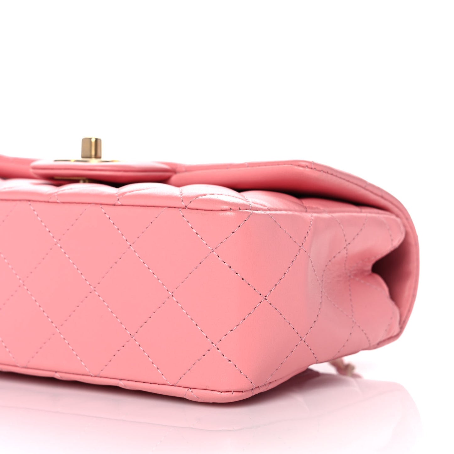 Lambskin Quilted Mini Rectangular Flap Pink