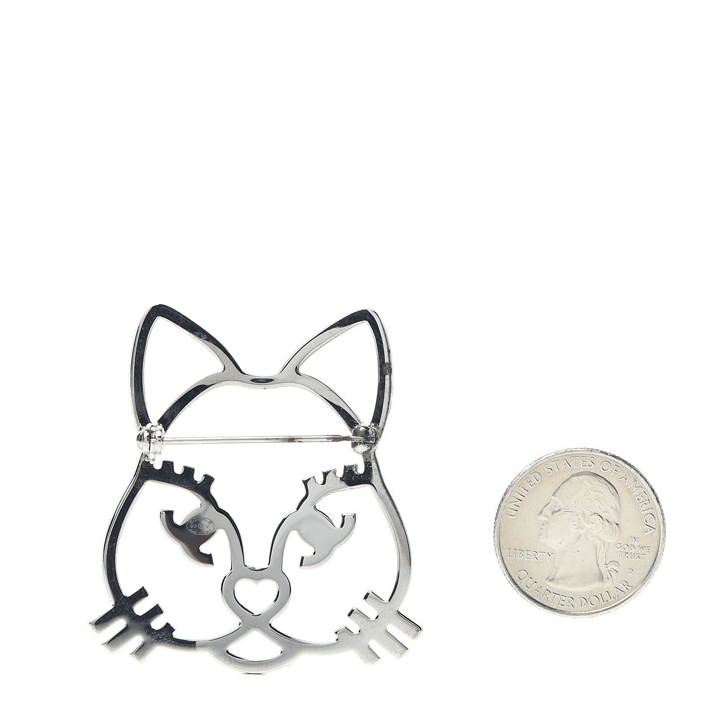Strass Crystal Emoji Choupette Cat Brooch Silver