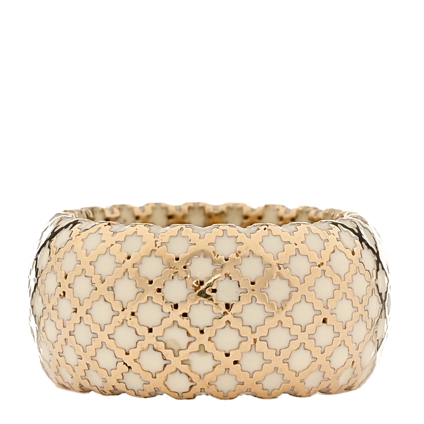18K Yellow Gold Enamel Diamantissima Ring 48 4.5 White