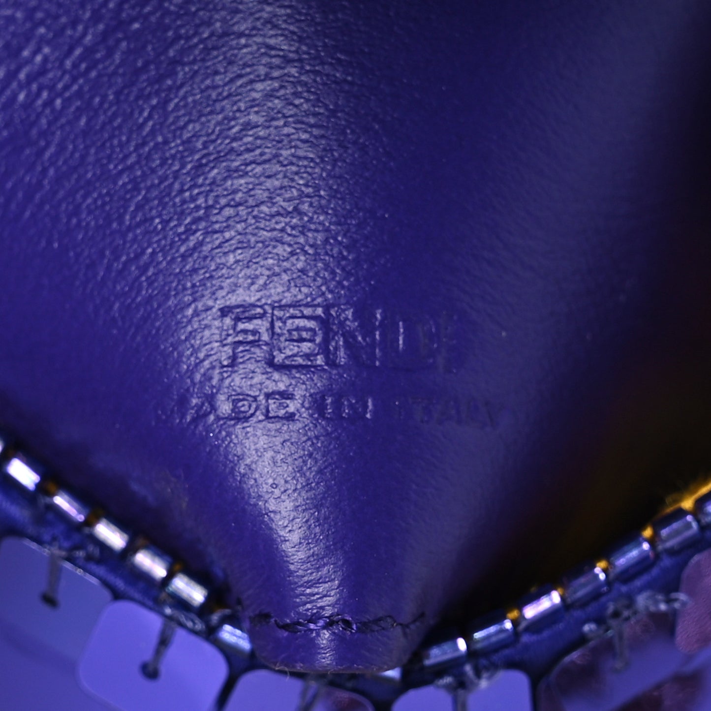 Sequin Paillettes Shiny Nappa Sex and the City Nano Baguette Charm Viola Purple Rain