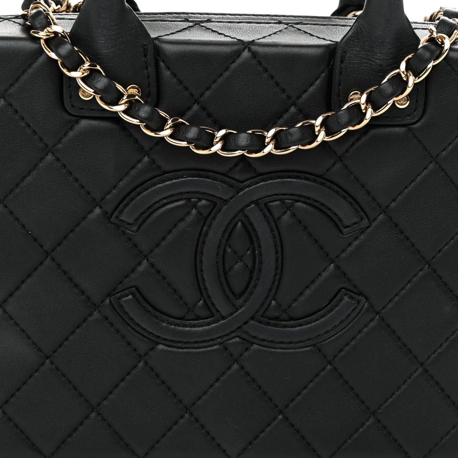 Chanel Calfskin Quilted Studded Square Vanity Case Black 8 of 11