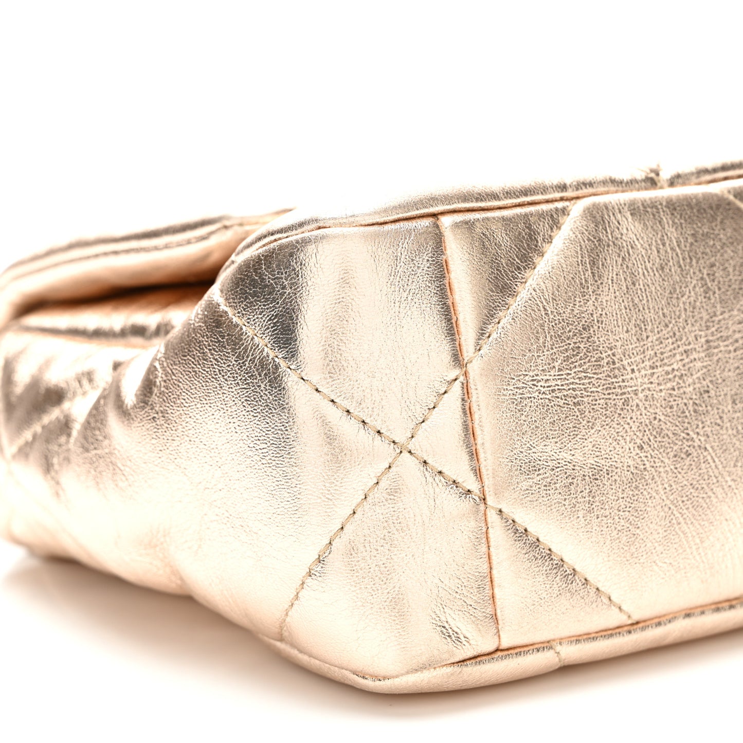 Metallic Lambskin Quilted Medium Chanel 19 Flap Gold